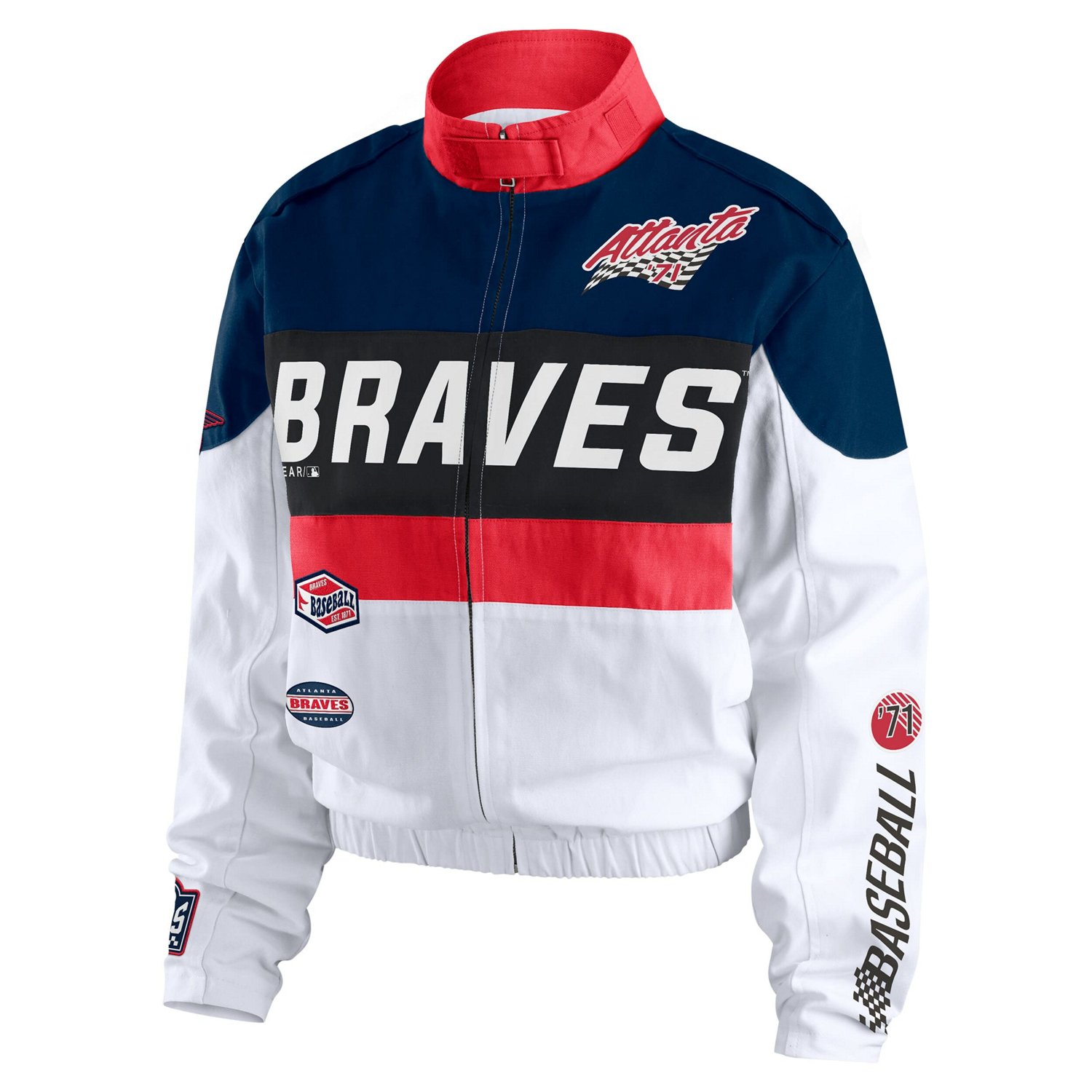 WEAR by Erin Andrews White Atlanta Braves Racing Full-Zip Jacket - view number 2