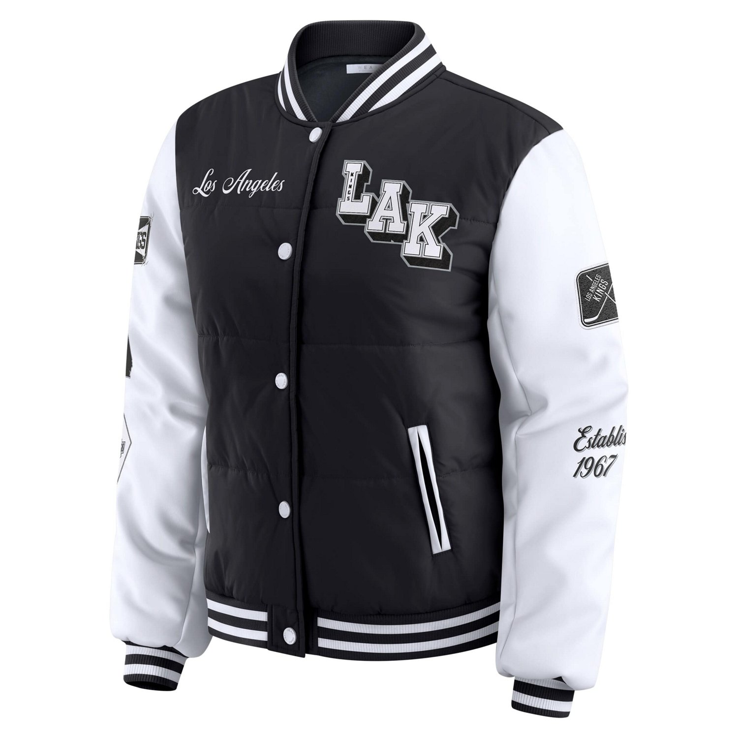 WEAR by Erin Andrews White Los Angeles Kings Varsity Full-Snap Puffer Jacket - view number 2