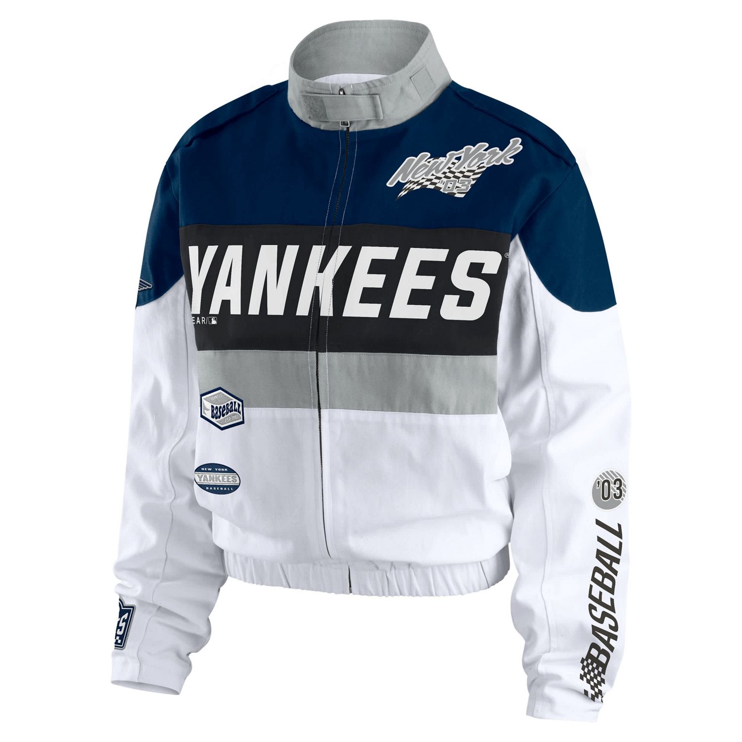 WEAR by Erin Andrews White New York Yankees Racing Full-Zip Jacket