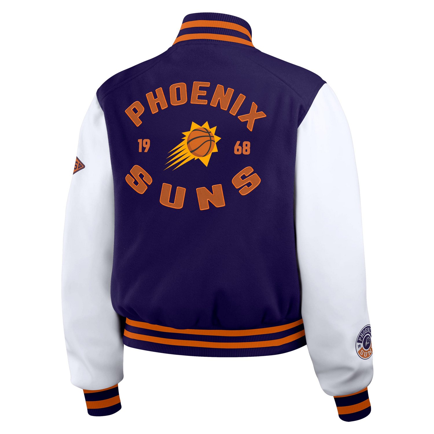 WEAR by Erin Andrews White Phoenix Suns Cropped Varsity Full-Zip Jacket