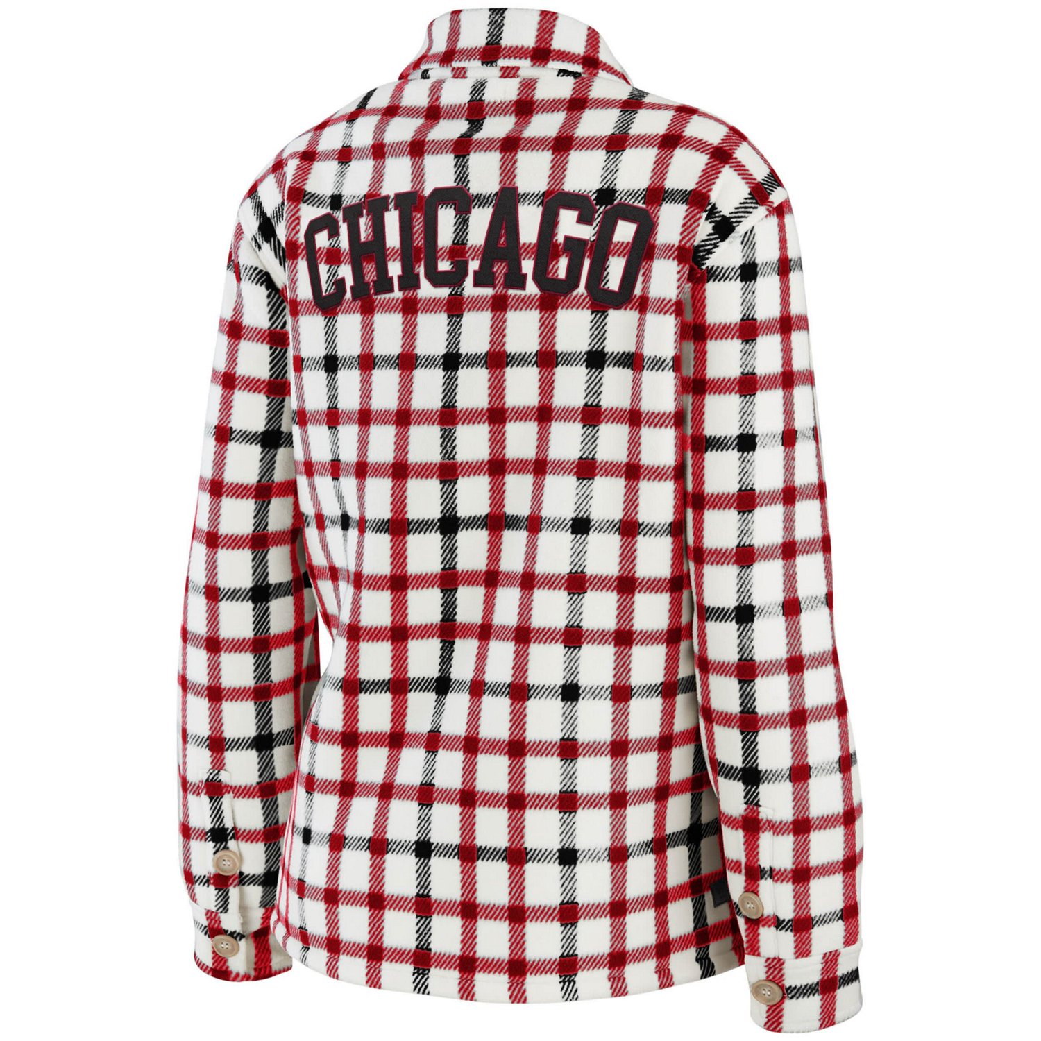 WEAR by Erin Andrews Chicago Bulls Plaid Button-Up Shirt Jacket - view number 3