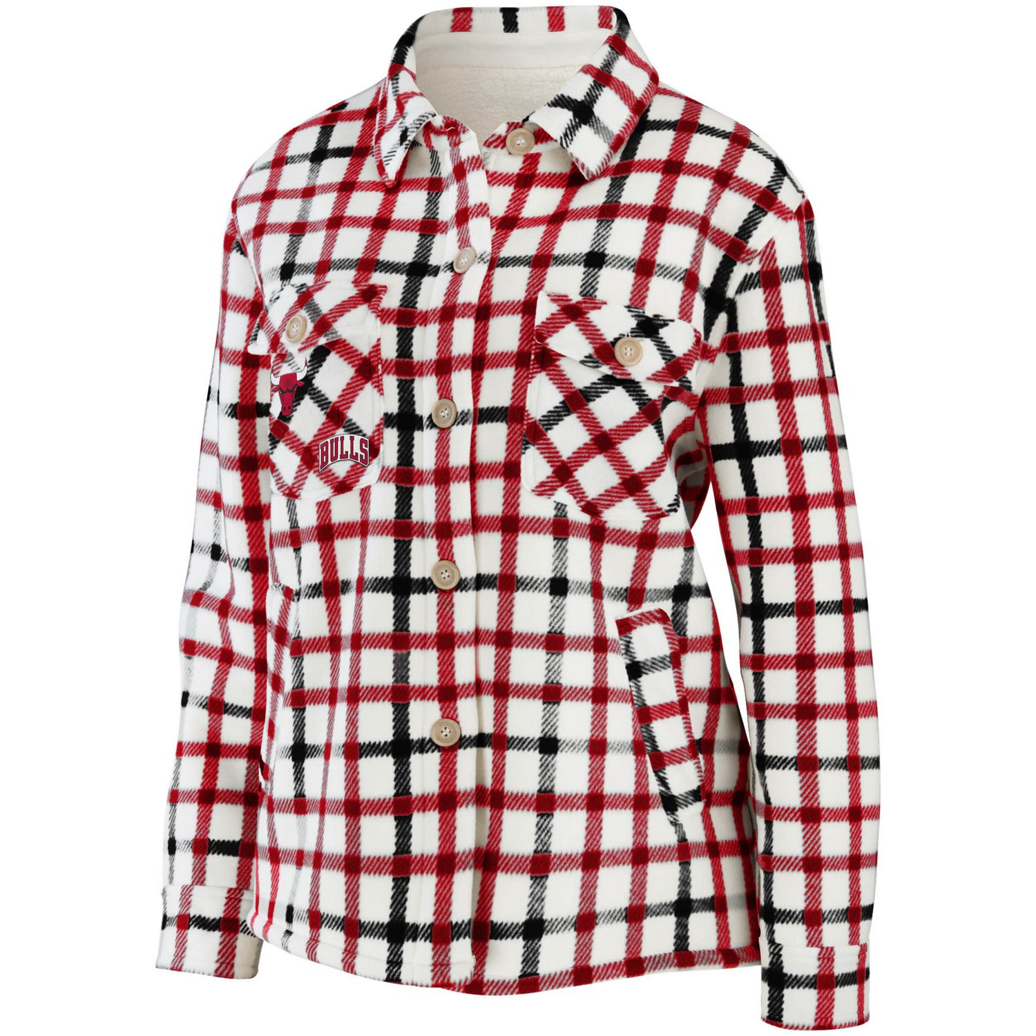 WEAR by Erin Andrews Chicago Bulls Plaid Button-Up Shirt Jacket - view number 2