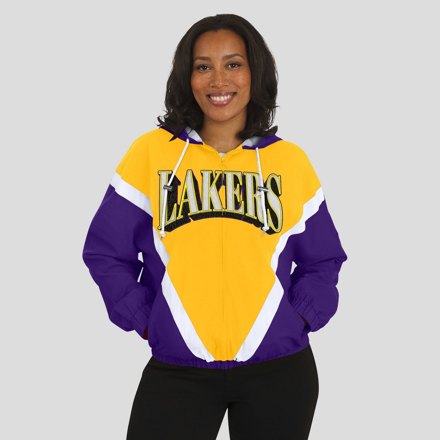 WEAR by Erin Andrews Purple Los Angeles Lakers Colorblock Full-Zip Hoodie Windbreaker Jacket - view number 4