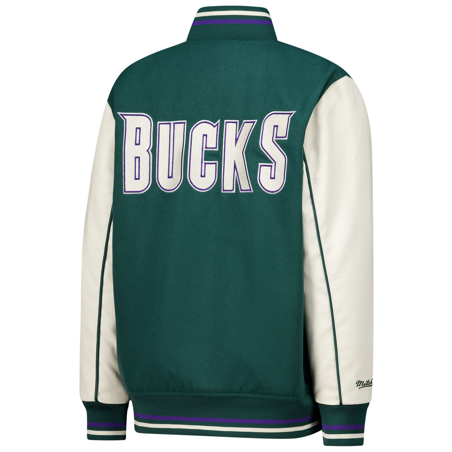 Youth Mitchell  Ness Hunter Milwaukee Bucks Full-Snap Varsity Jacket - view number 3