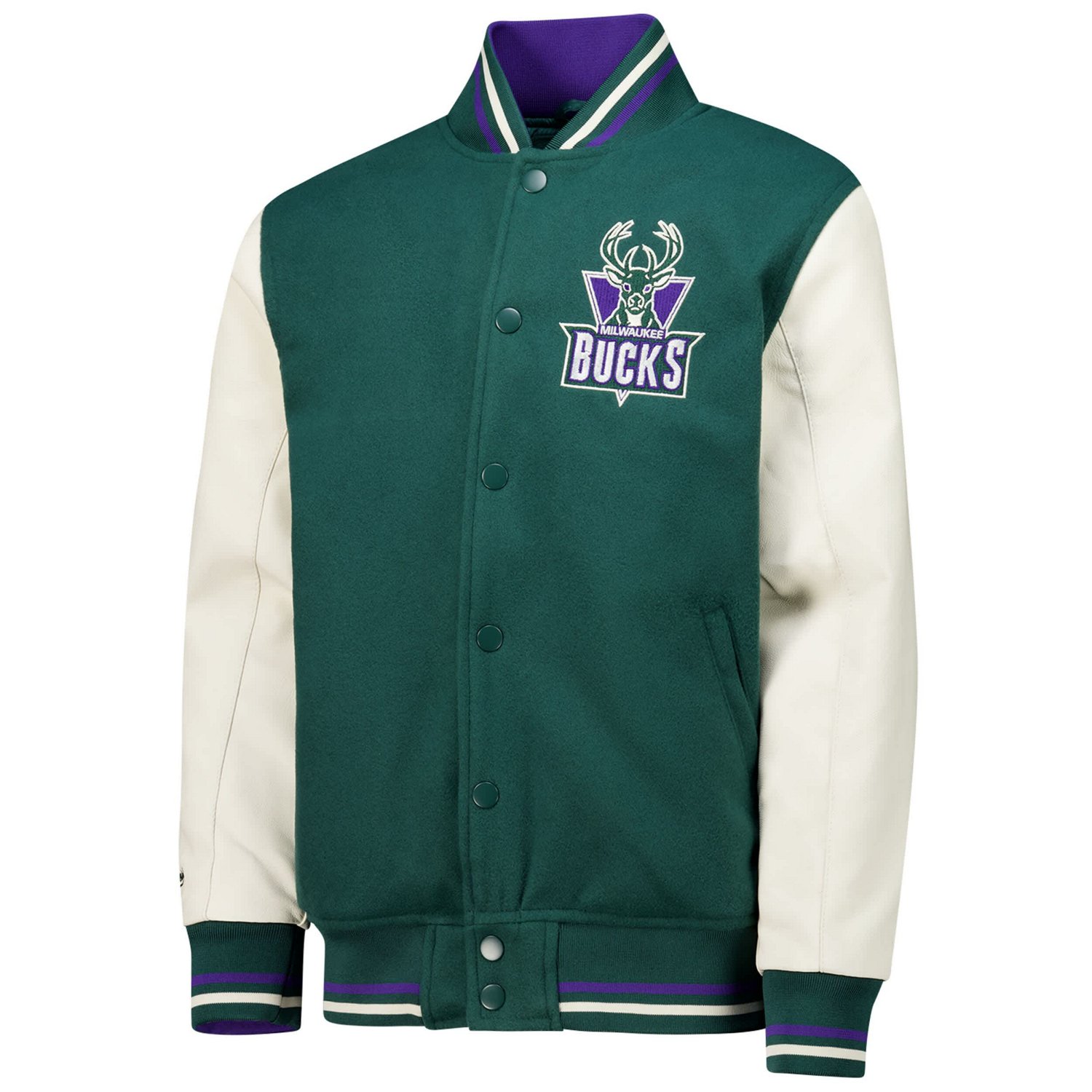 Youth Mitchell  Ness Hunter Milwaukee Bucks Full-Snap Varsity Jacket - view number 2