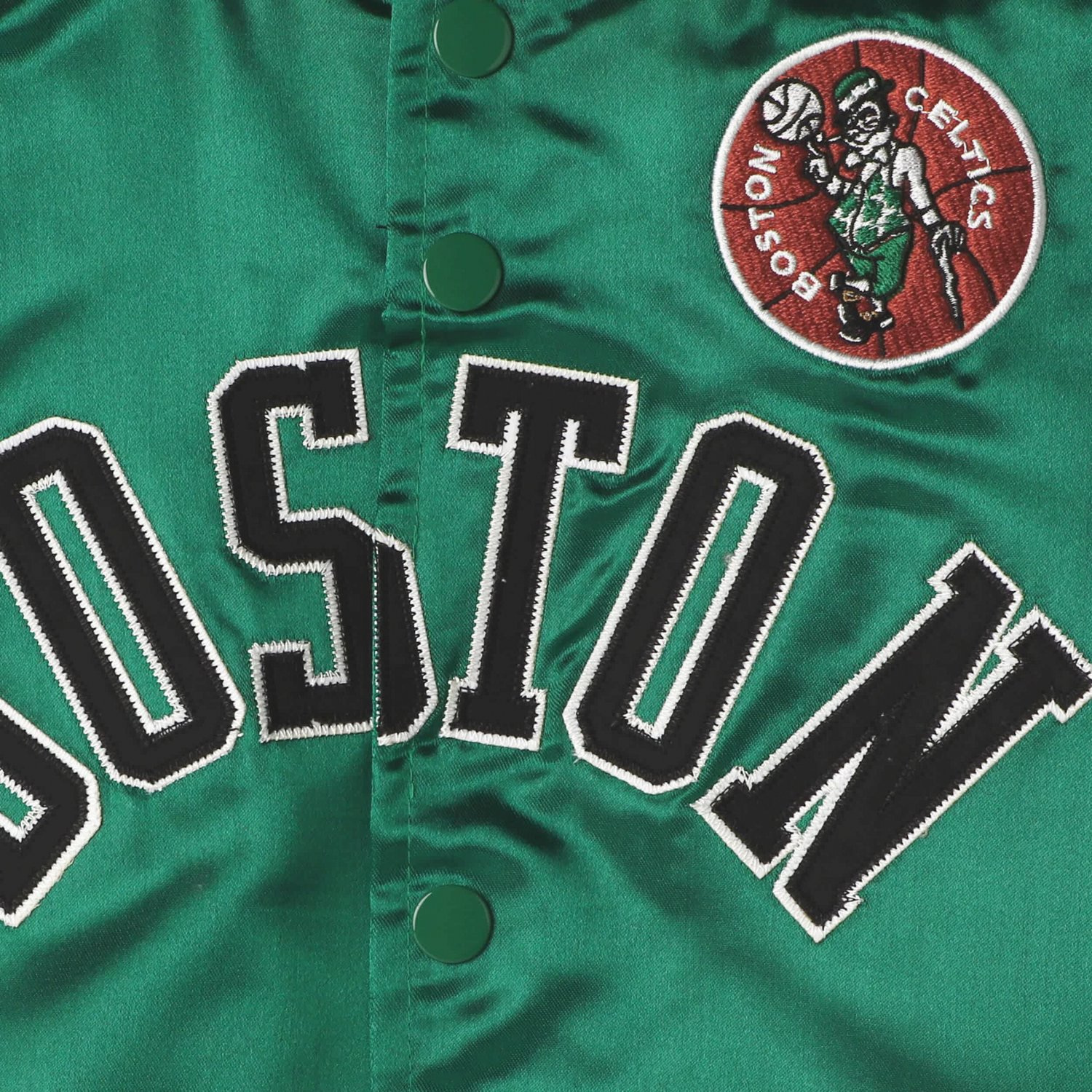 Youth Mitchell  Ness Kelly Boston Celtics Hardwood Classics Satin Raglan Full-Snap Jacket