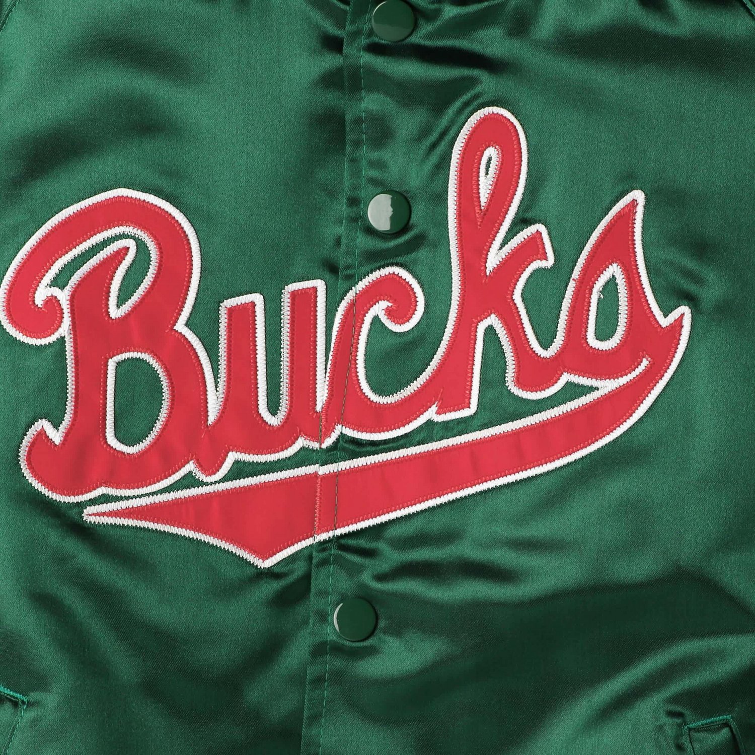 Youth Mitchell  Ness Milwaukee Bucks Hardwood Classics Satin Raglan Full-Snap Jacket - view number 3