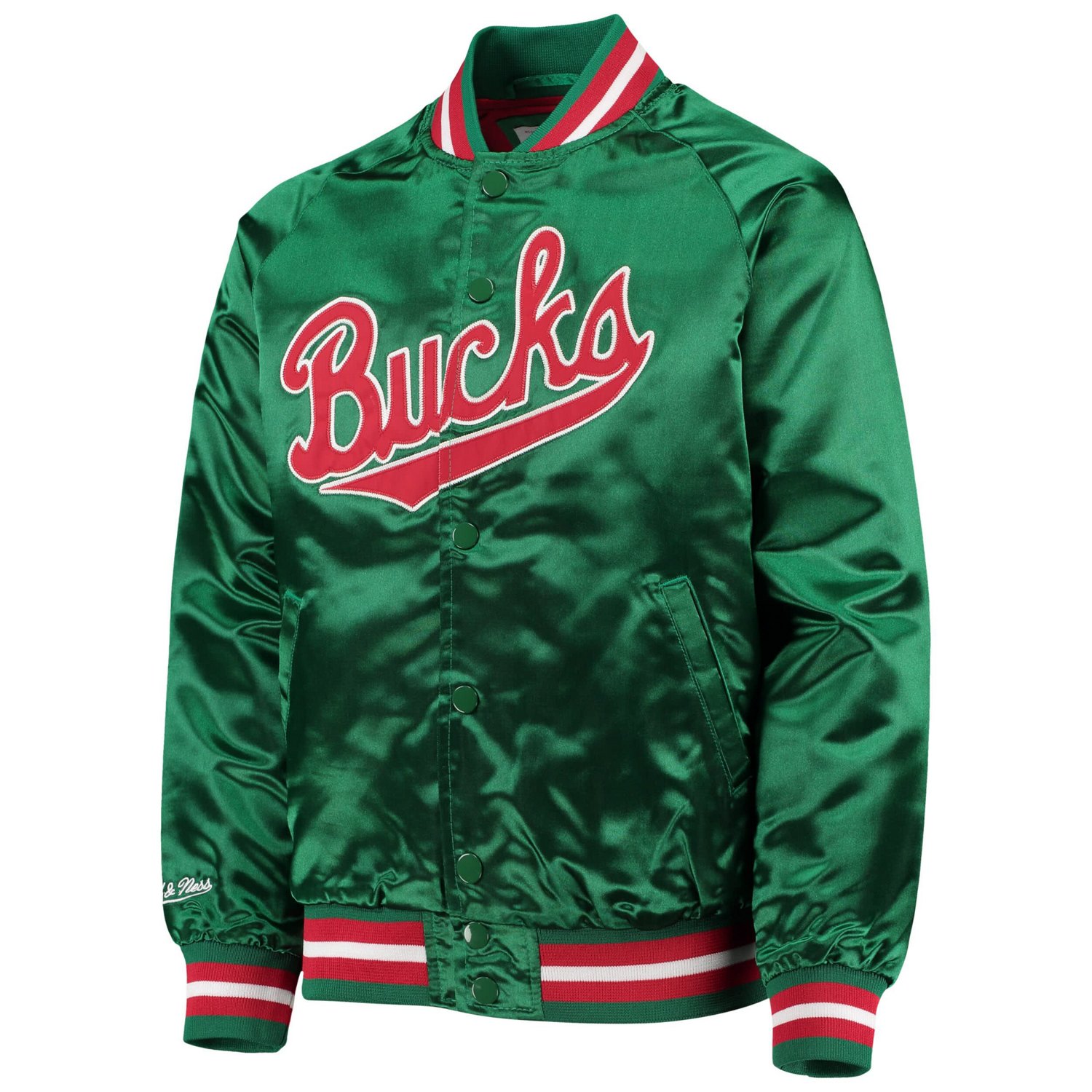 Youth Mitchell  Ness Milwaukee Bucks Hardwood Classics Satin Raglan Full-Snap Jacket - view number 2