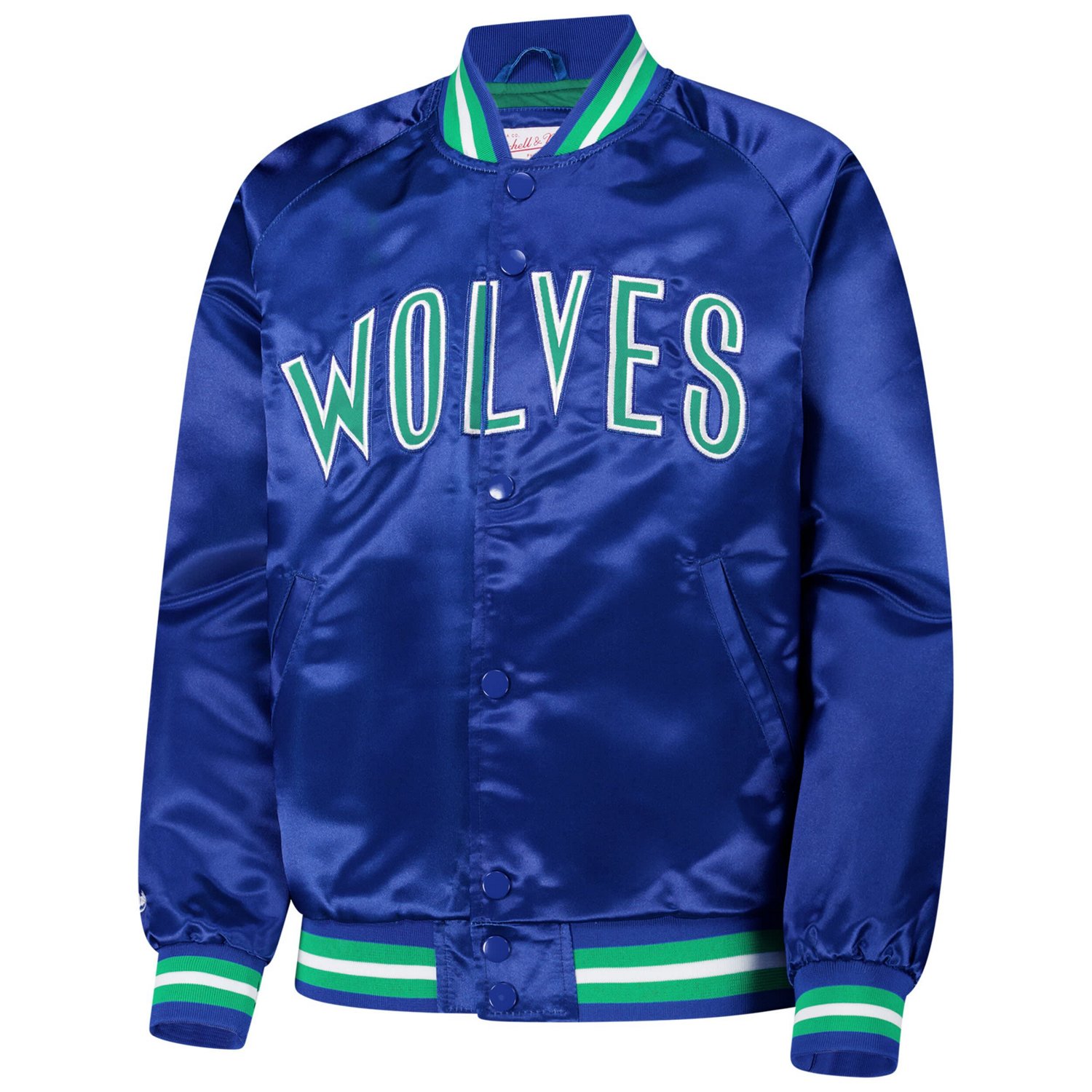 Youth Mitchell  Ness Minnesota Timberwolves Hardwood Classics Satin Raglan Full-Snap Jacket