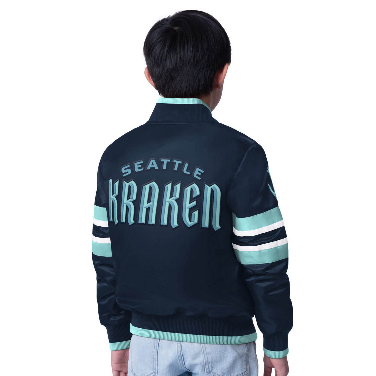 Youth Starter Deep Sea Seattle Kraken Scout 1 Full-Snap Varsity Jacket - view number 2