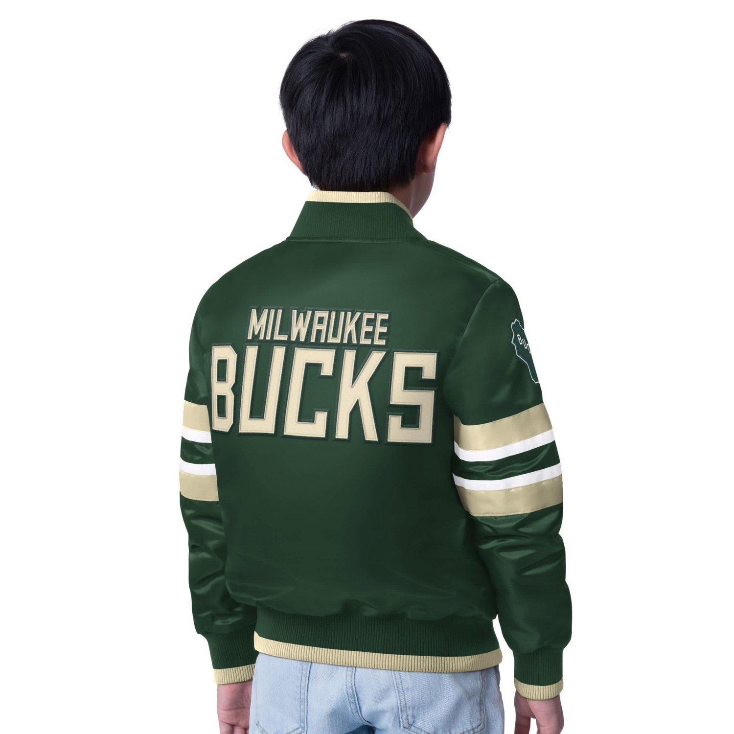 Youth Starter Hunter Milwaukee Bucks Scout Varsity Full-Snap Jacket - view number 2