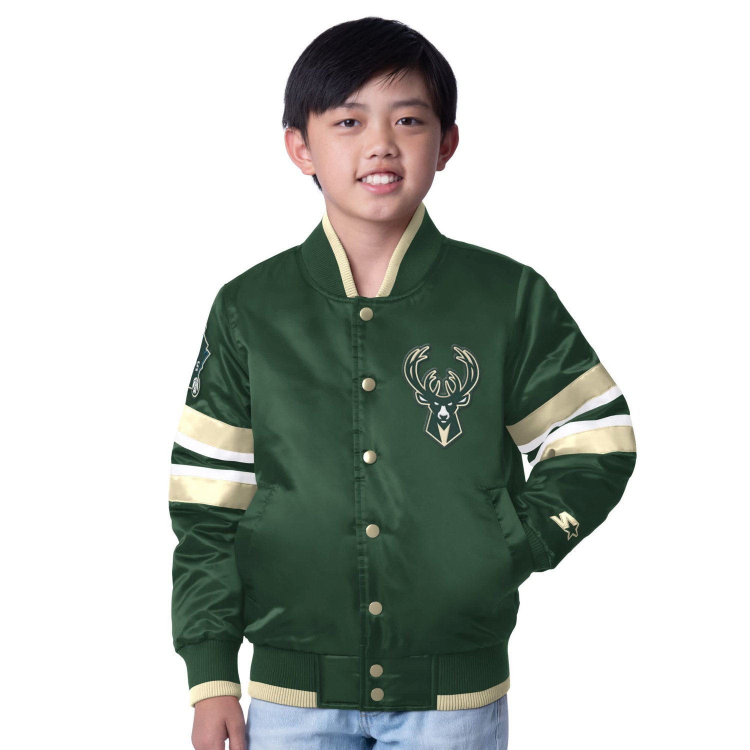 Youth Starter Hunter Milwaukee Bucks Scout Varsity Full-Snap Jacket