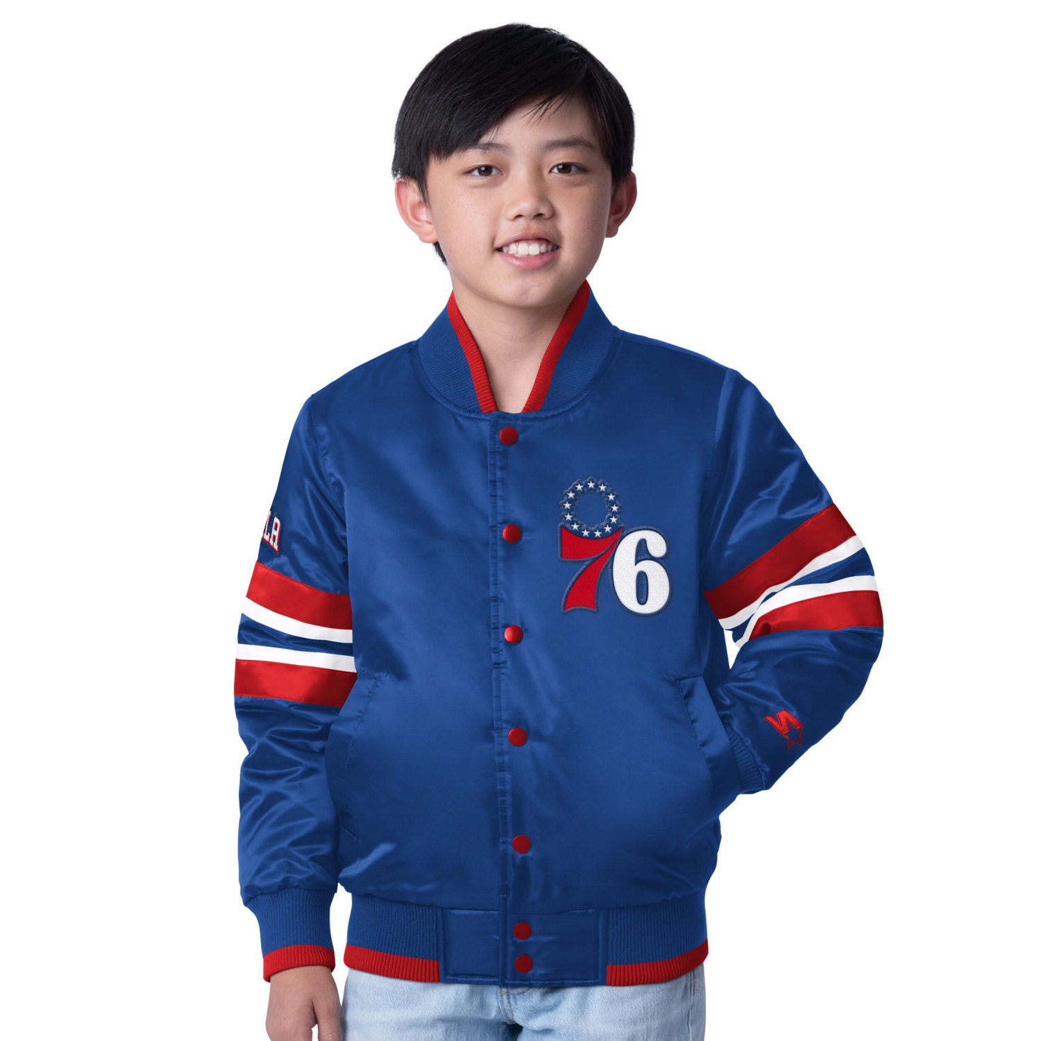 Youth Starter Philadelphia 76ers Scout Varsity Full-Snap Jacket