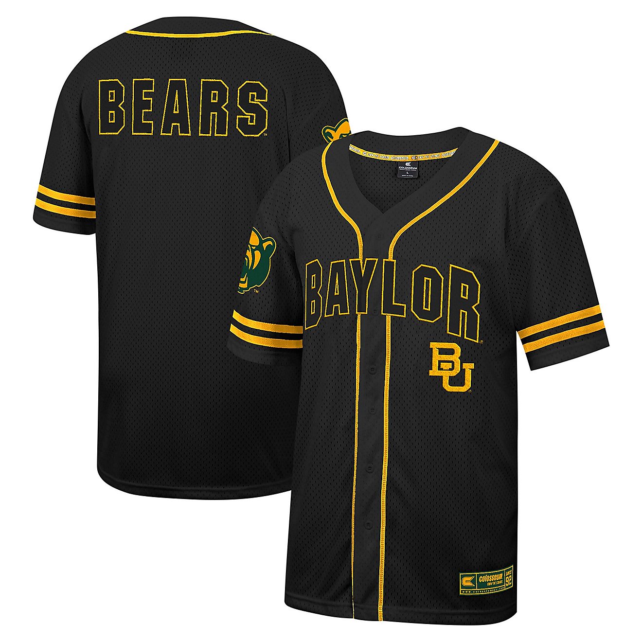 Colosseum Baylor Bears Free Spirited Mesh Button-Up Baseball Jersey                                                              - view number 1
