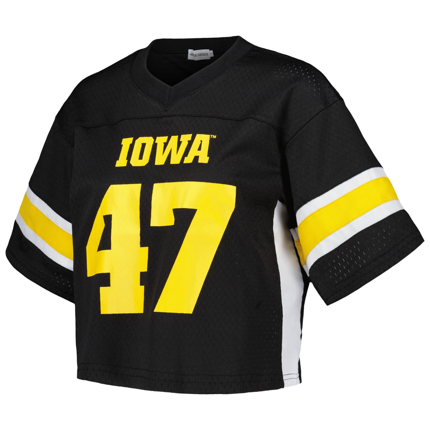 Established  Co 47 Iowa Hawkeyes Fashion Boxy Cropped Football Jersey - view number 2