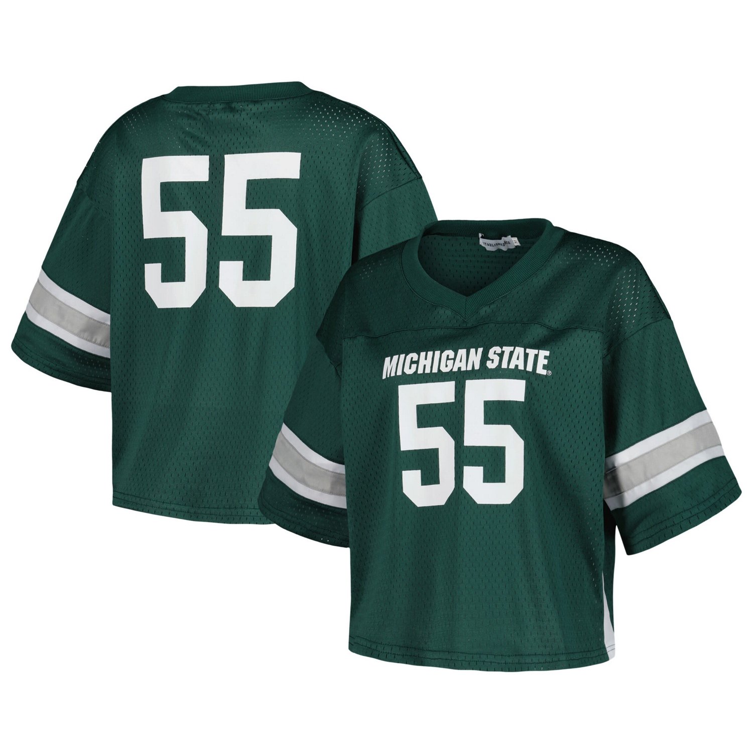 Established  Co 55 Michigan State Spartans Fashion Boxy Cropped Football Jersey - view number 1
