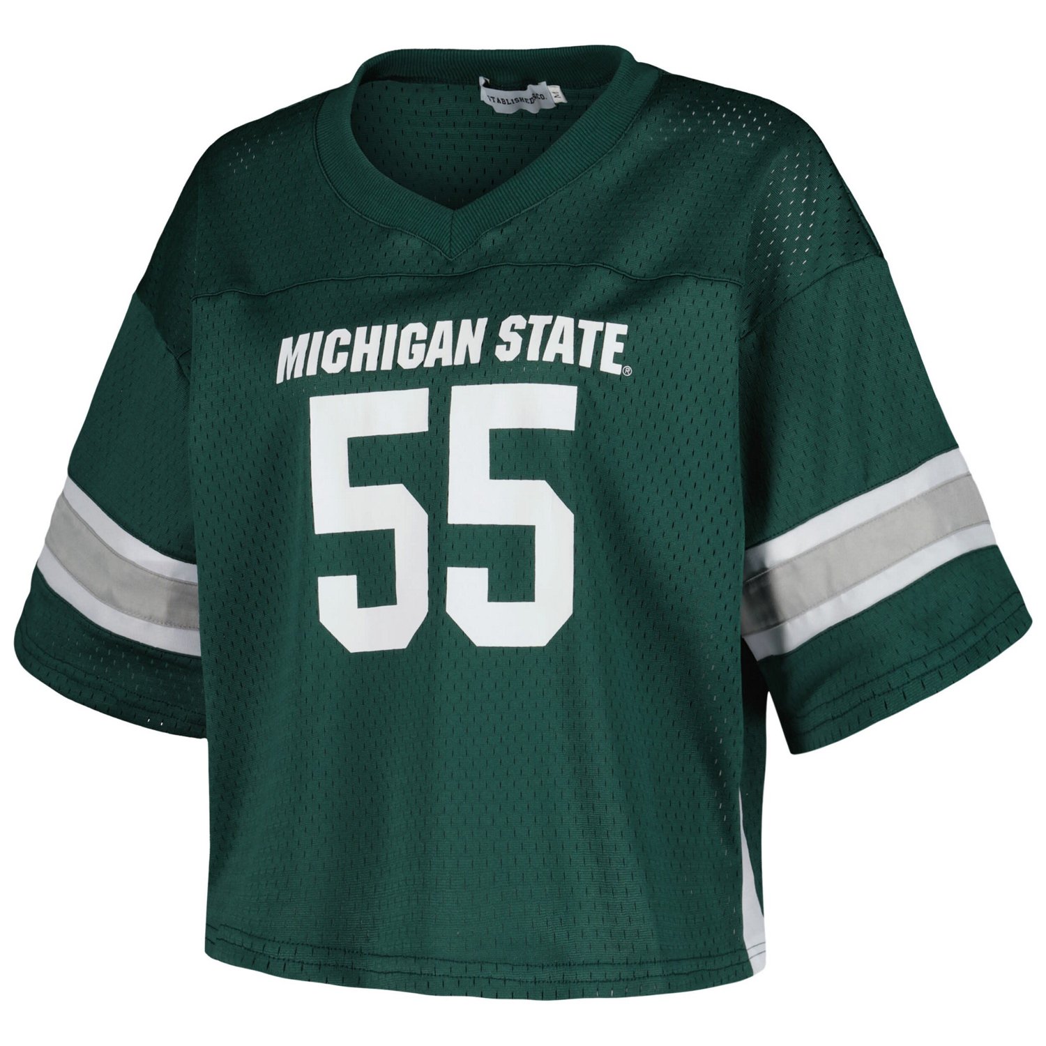 Established  Co 55 Michigan State Spartans Fashion Boxy Cropped Football Jersey - view number 2