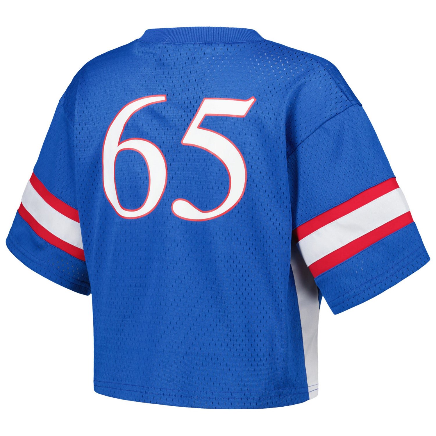 Established  Co 65 Kansas Jayhawks Fashion Boxy Cropped Football Jersey                                                          - view number 3