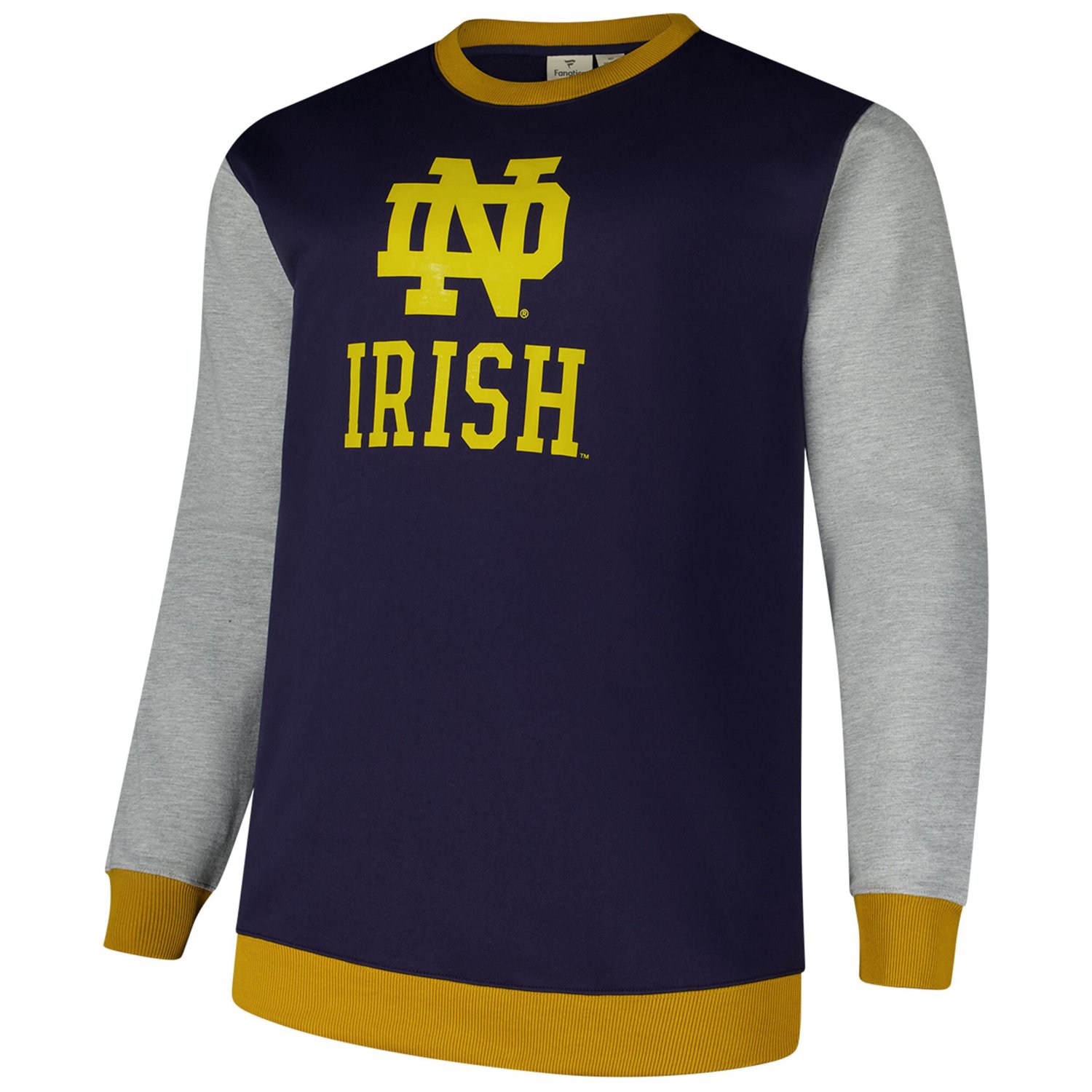 Fanatics Notre Dame Fighting Irish Contrast Sleeve Large Chest Big  Tall Pullover Sweatshirt