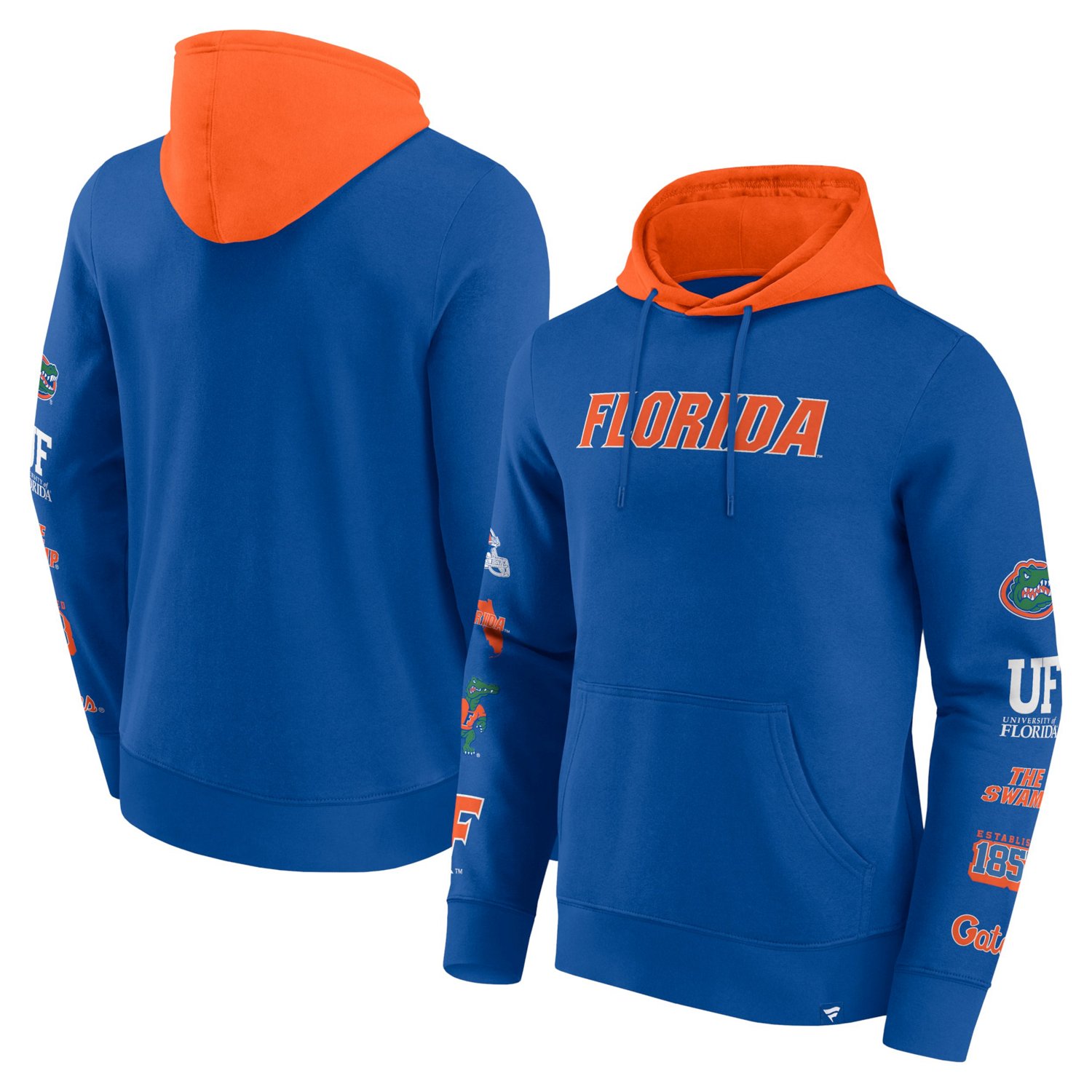 Fanatics Orange Florida Gators Color Block Badge Fleece Pullover Hoodie                                                          - view number 1