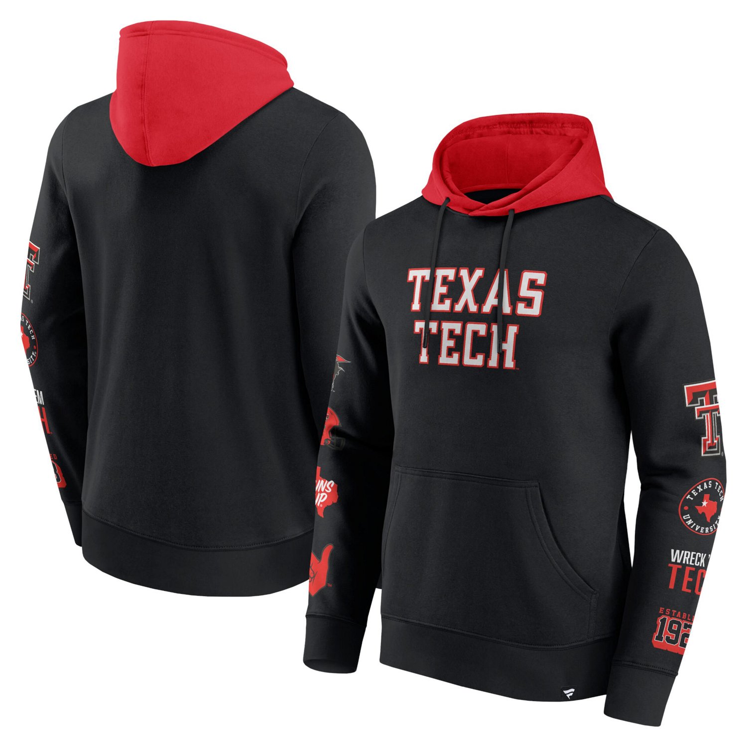 Fanatics /Red Texas Tech Red Raiders Color Block Badge Fleece Pullover Hoodie - view number 1