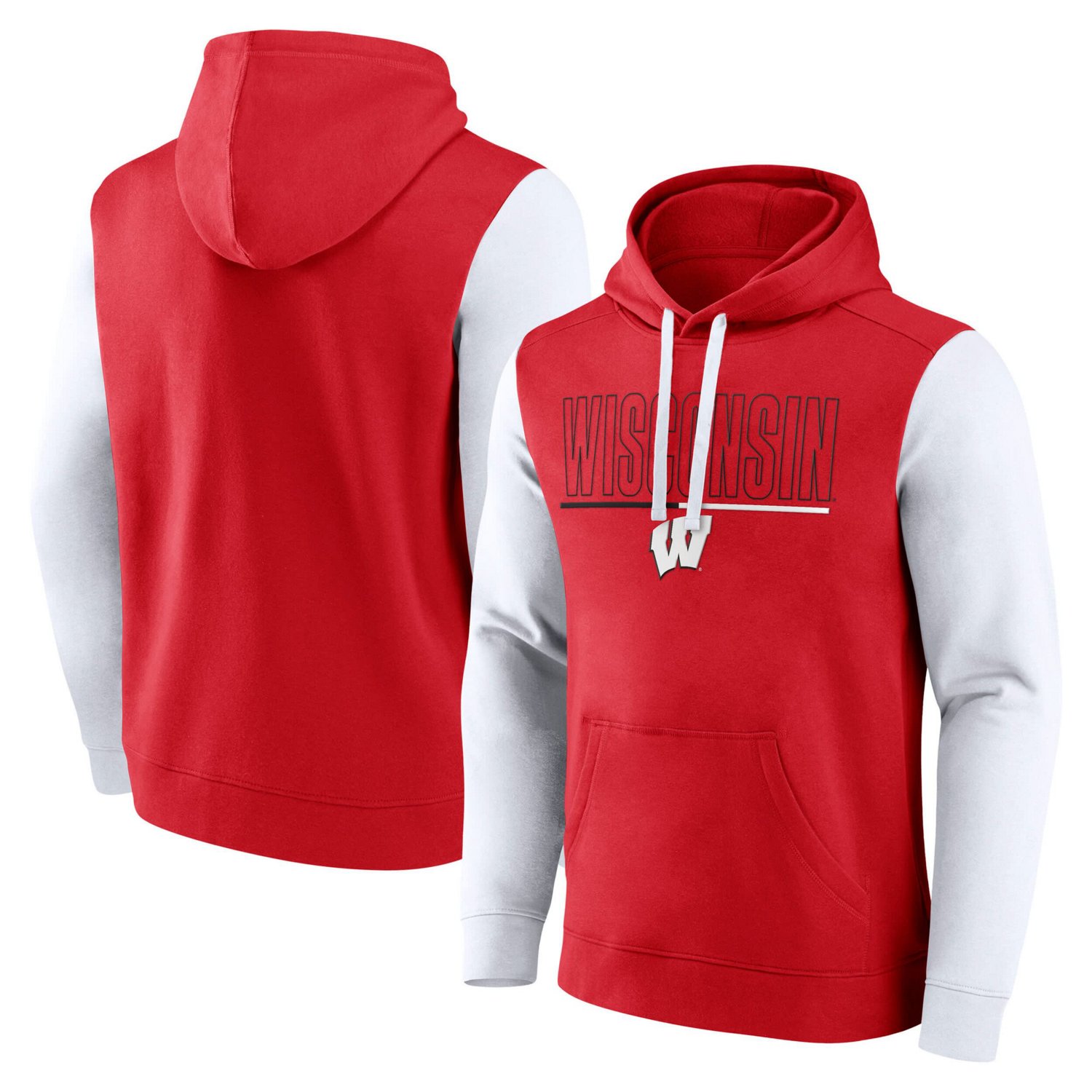 Fanatics White Wisconsin Badgers Outline Pullover Hoodie - view number 1