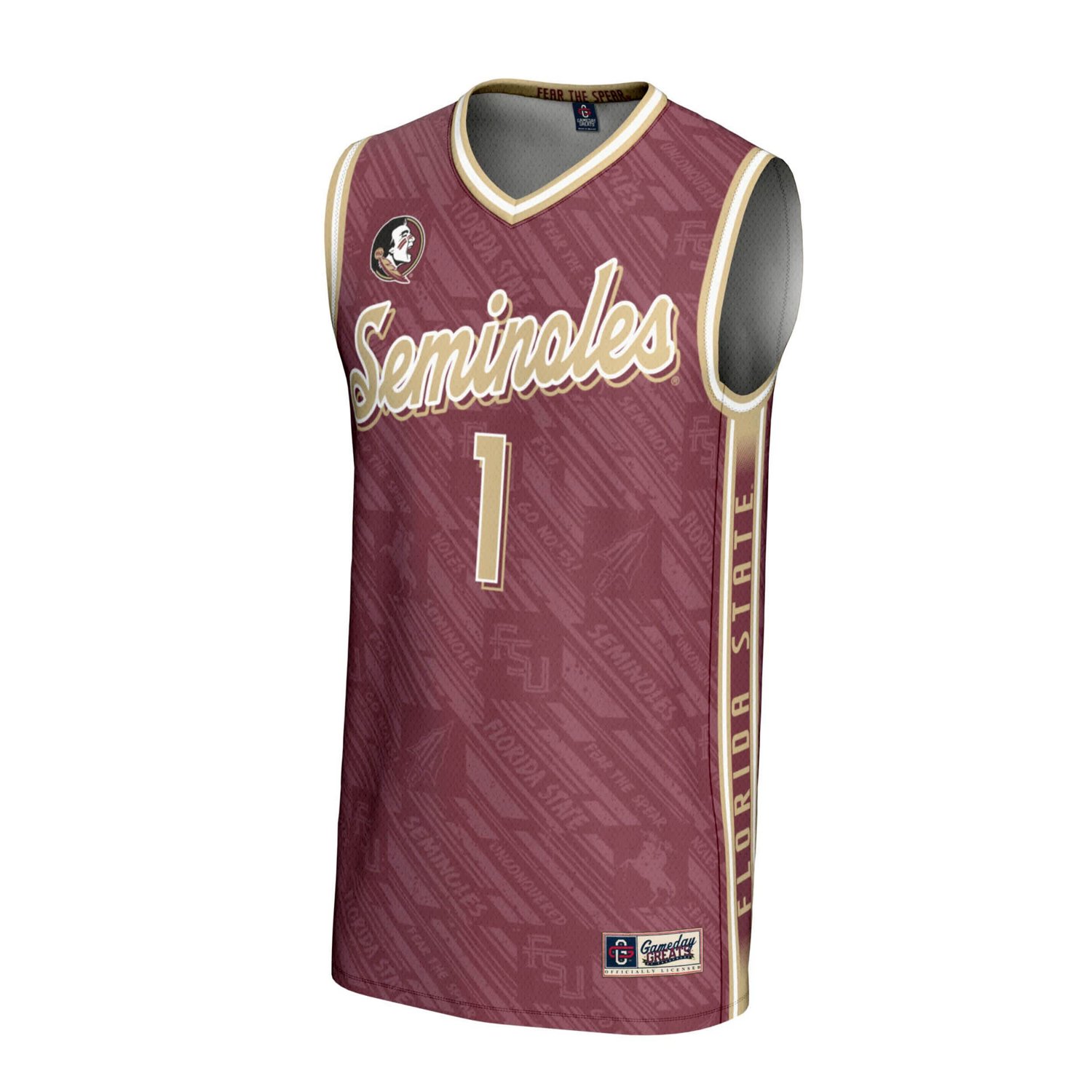 GameDay Greats 1 Florida State Seminoles Lightweight Highlight Print Basketball Jersey - view number 2