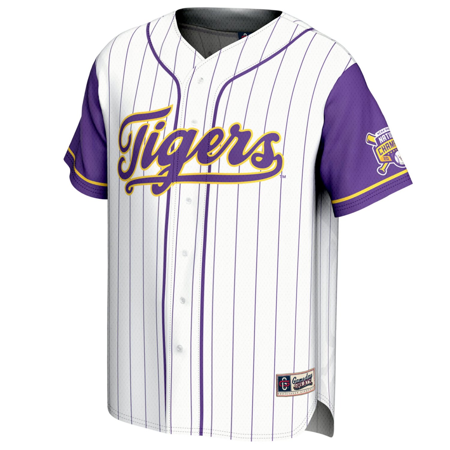 GameDay Greats 1 LSU Tigers 2025 NCAA Men's Baseball College World Series Champions Lightweight Baseball Jersey - view number 2