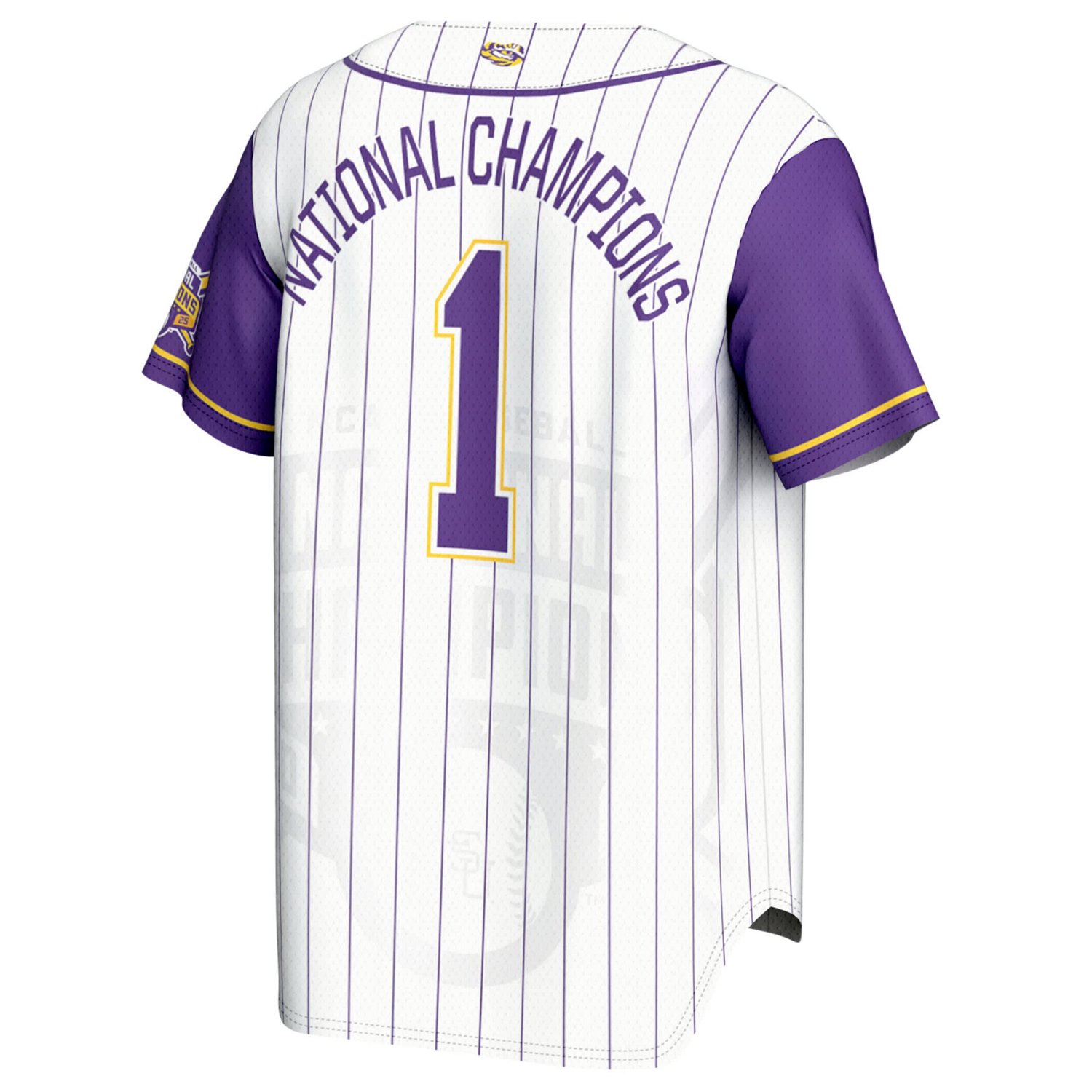 GameDay Greats 1 LSU Tigers 2025 NCAA Men's Baseball College World Series Champions Lightweight Baseball Jersey - view number 3