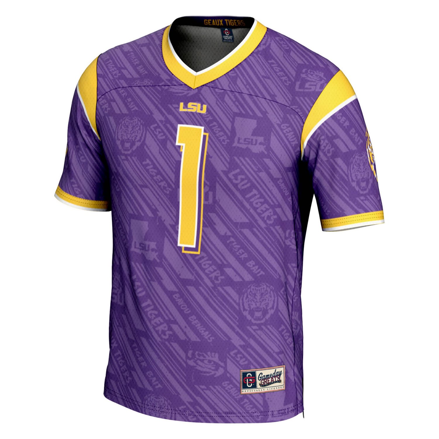 GameDay Greats 1 LSU Tigers Highlight Print Football Fashion Jersey - view number 2