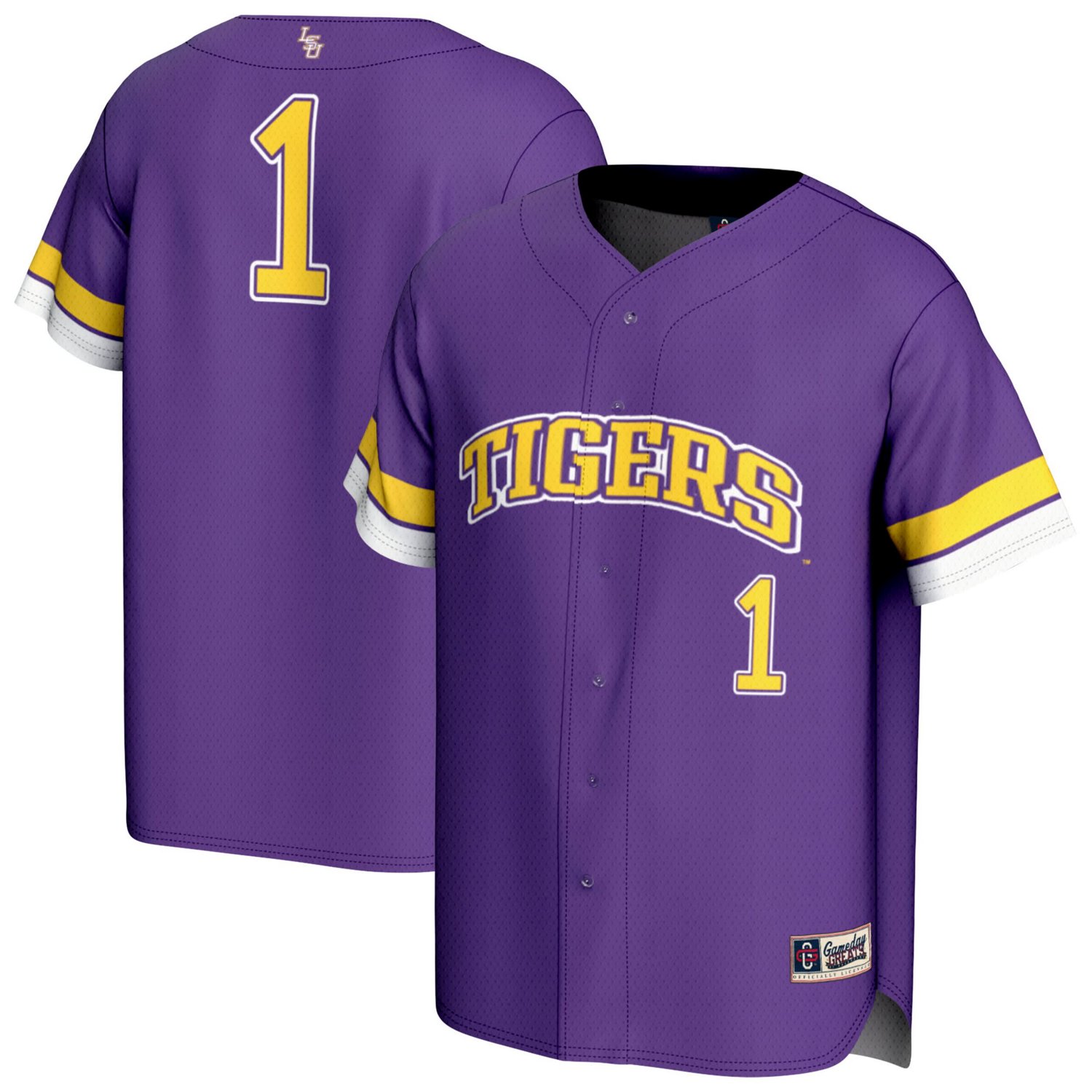 GameDay Greats 1 LSU Tigers Lightweight Collegiate Baseball Fashion Jersey