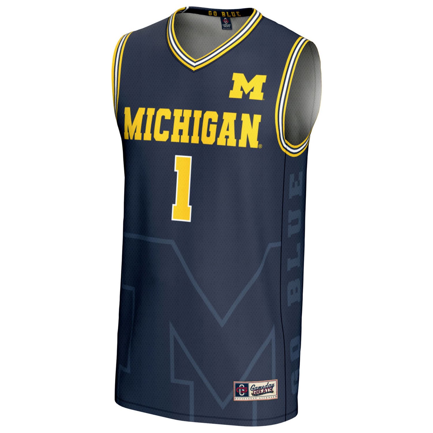 GameDay Greats 1 Michigan Wolverines Icon Print Lightweight Basketball Fashion Jersey - view number 2