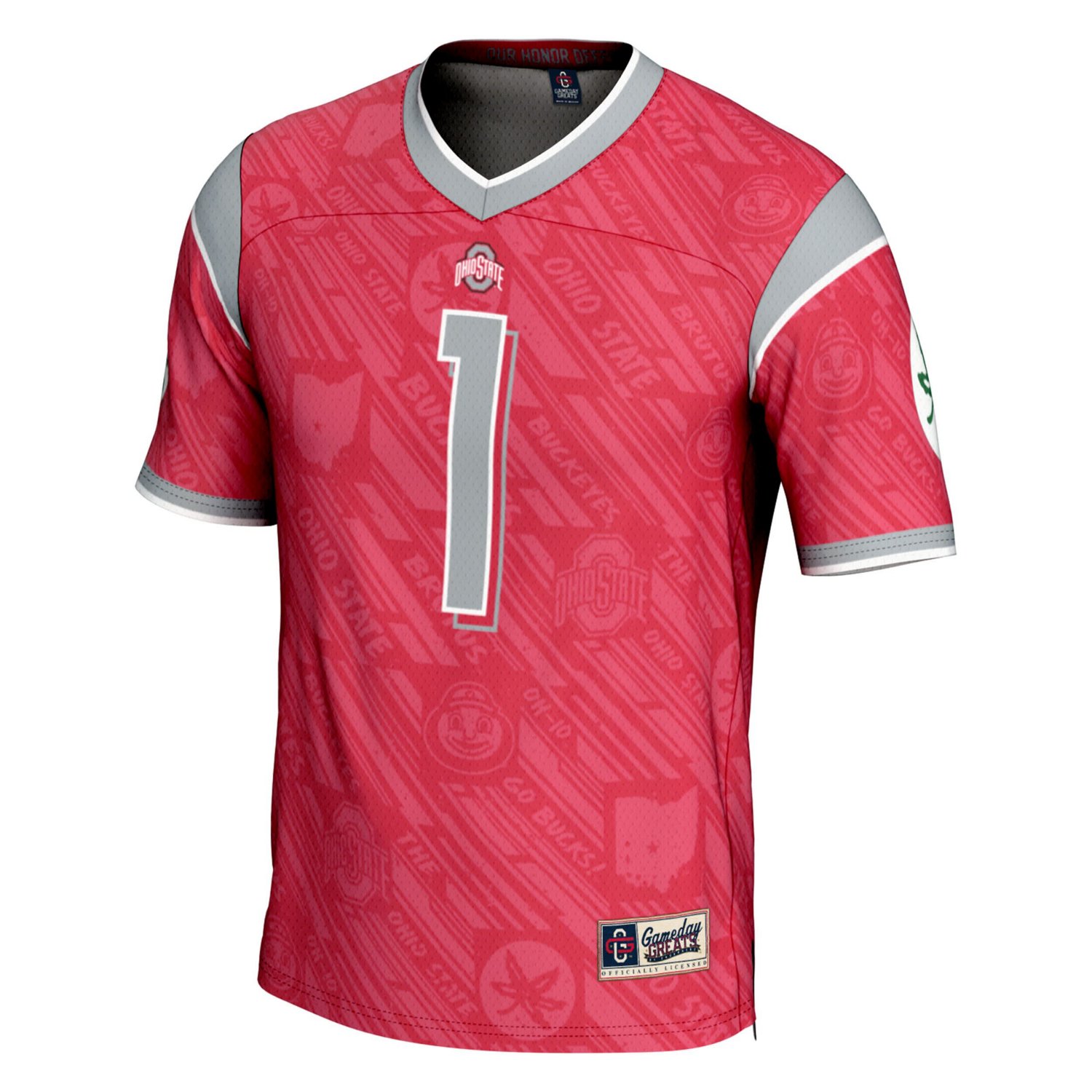 GameDay Greats 1 Ohio State Buckeyes Highlight Print Football Fashion Jersey