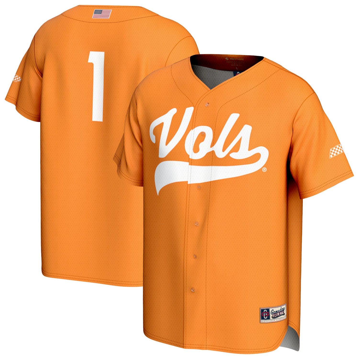GameDay Greats 1 Tennessee Tennessee Volunteers Lightweight Baseball Fashion Jersey