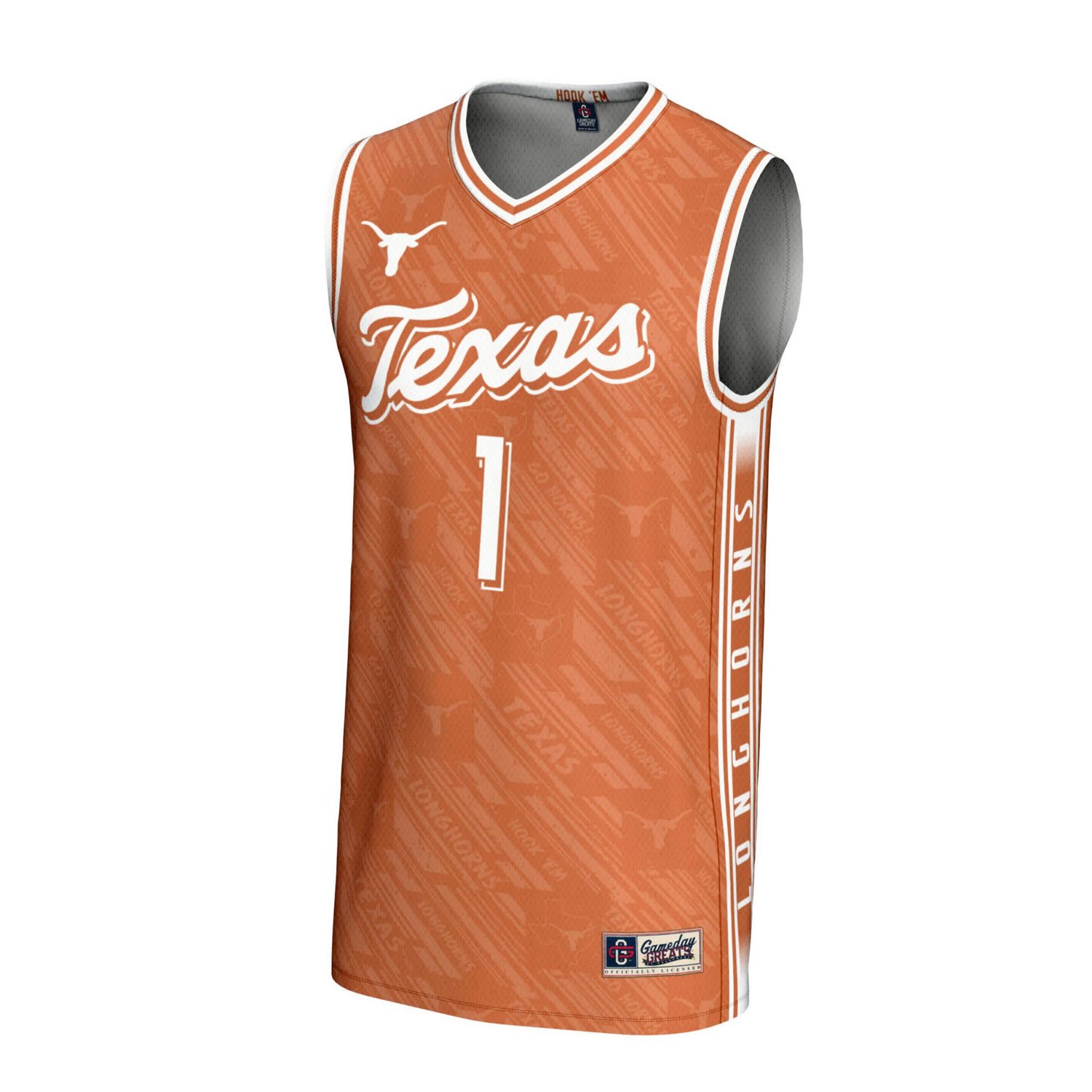 GameDay Greats 1 Texas Texas Longhorns Lightweight Highlight Print Basketball Jersey - view number 2