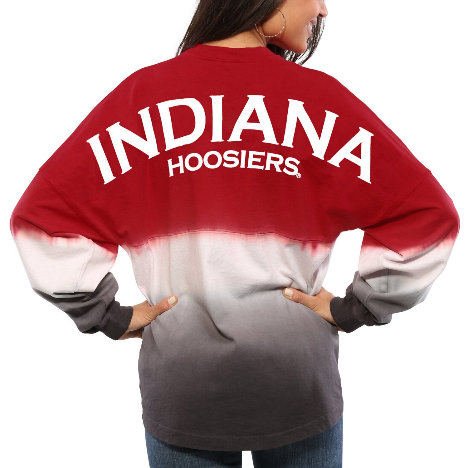 Indiana Hoosiers Ombre Long Sleeve Dip-Dyed Spirit Jersey