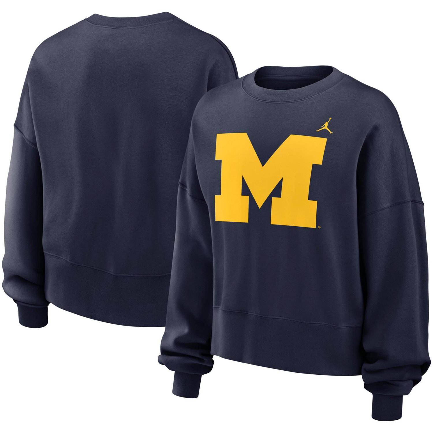 Jordan Brand Michigan Wolverines Essential Fleece Oversized Logo Pullover Sweatshirt - view number 1