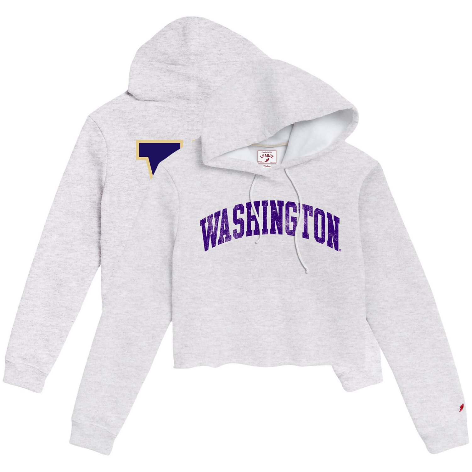 League Collegiate Wear Washington Huskies 2-Hit 1636 Cropped Pullover Hoodie