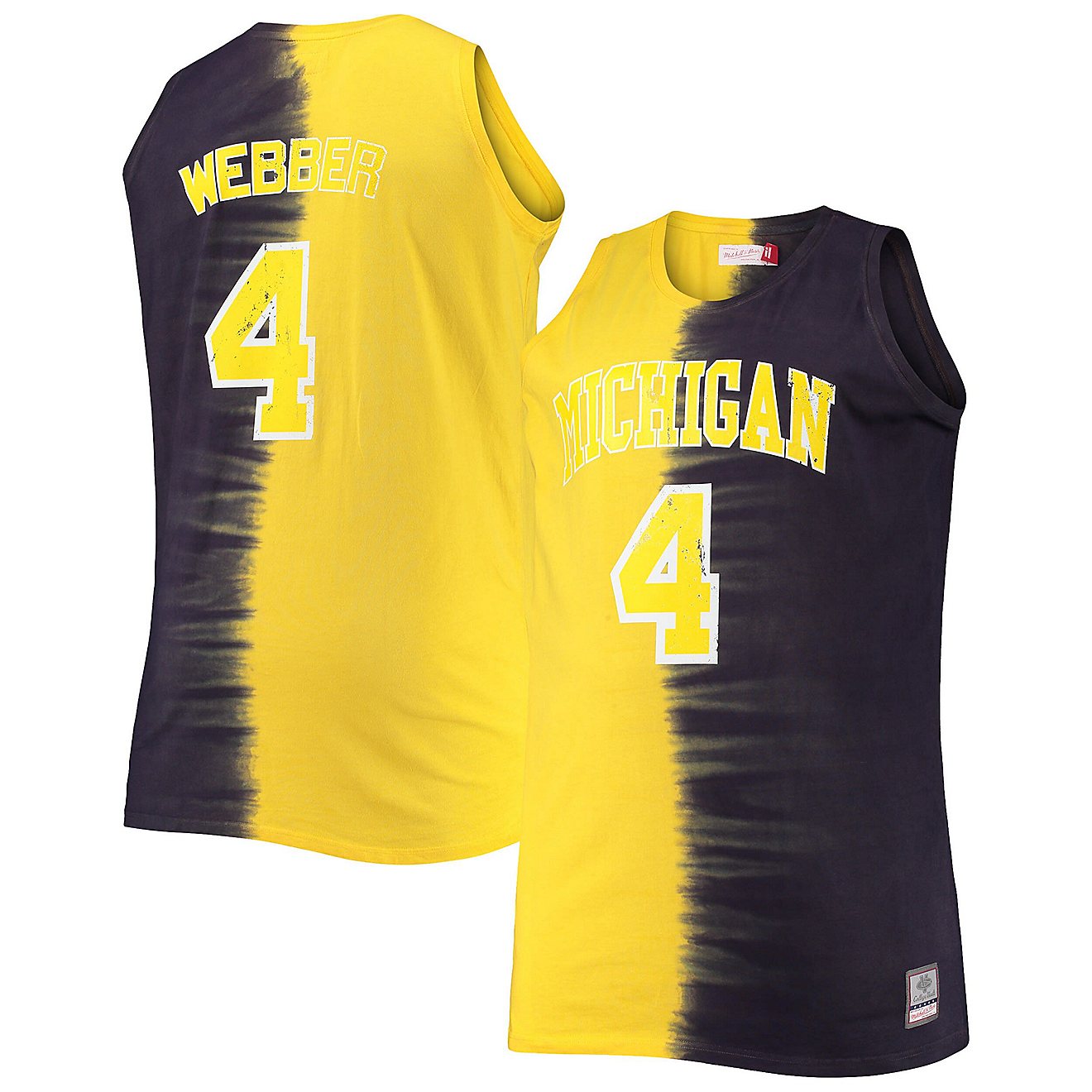 Mitchell  Ness Chris Webber /Maize Michigan Wolverines Big  Tall Player Tie-Dye Jersey                                           - view number 1