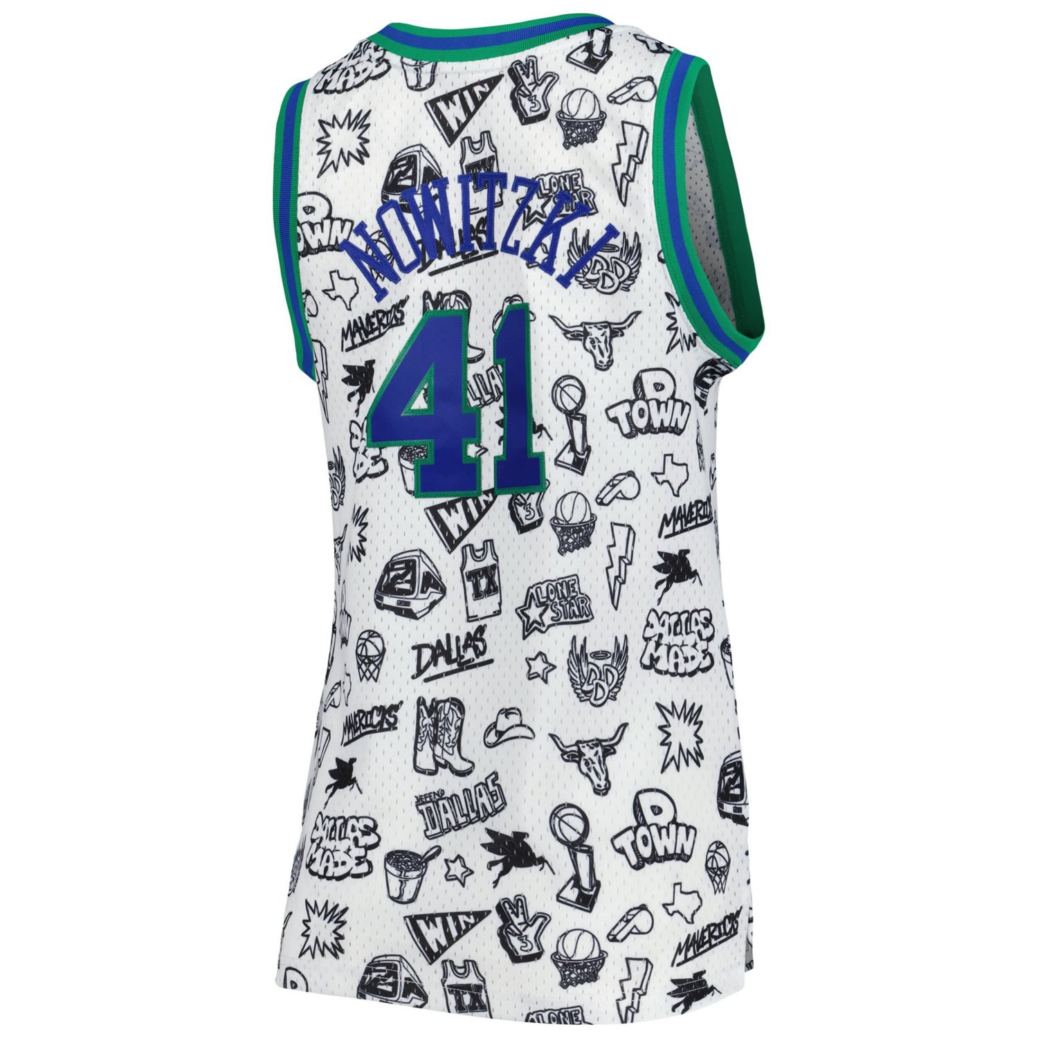 Mitchell  Ness Dirk Nowitzki Dallas Mavericks 1998 Doodle Swingman Jersey - view number 3