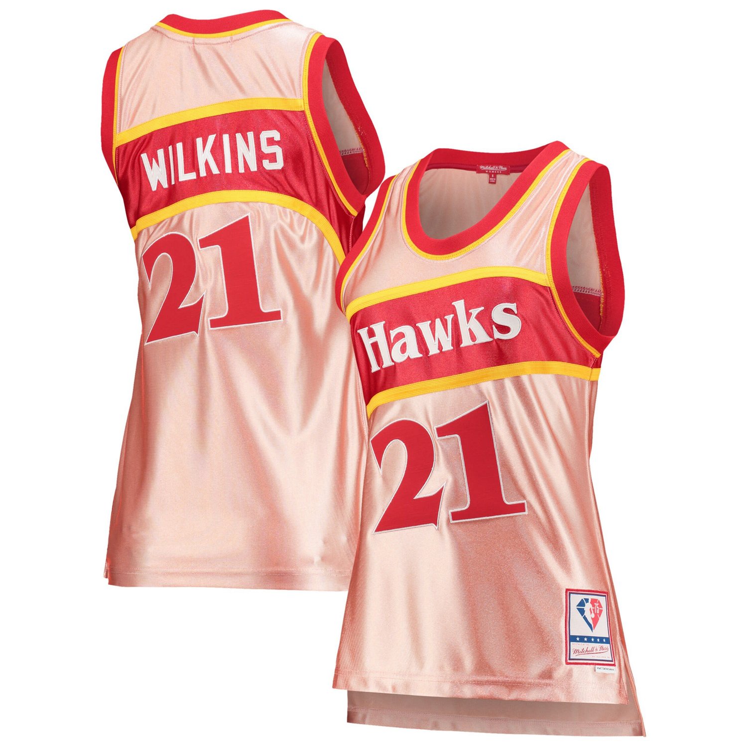 Mitchell  Ness Dominique Wilkins Atlanta Hawks 75th Anniversary Rose Gold 1986 Swingman Jersey                                   - view number 1