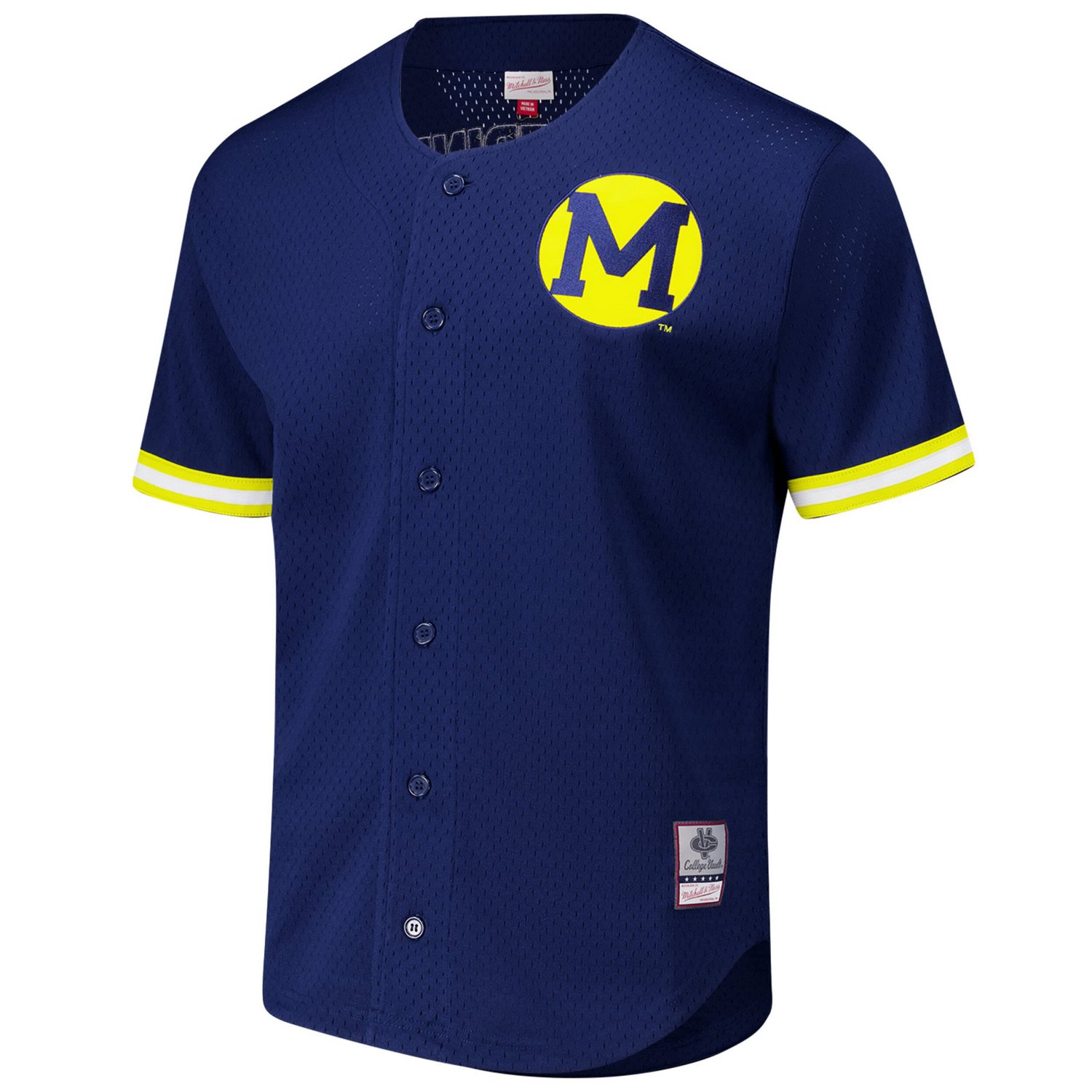 Mitchell  Ness Michigan Wolverines Game Time Vintage Mesh Button Front Top - view number 2
