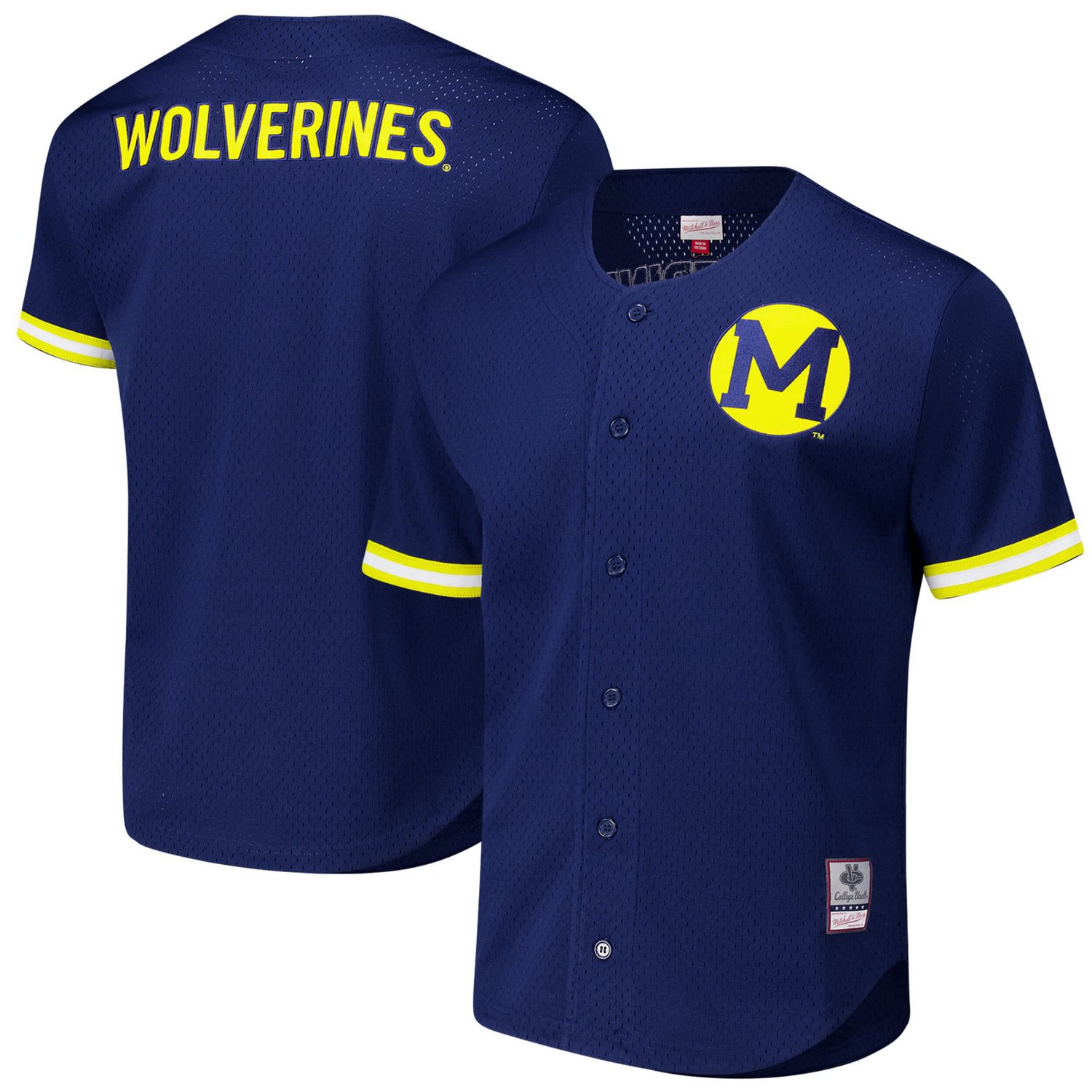 Mitchell  Ness Michigan Wolverines Game Time Vintage Mesh Button Front Top