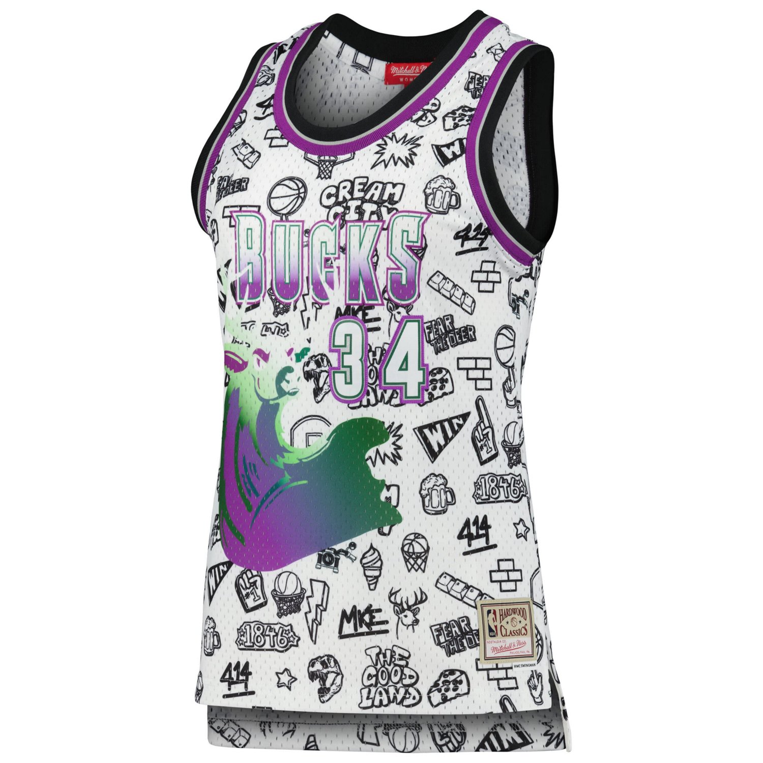 Mitchell  Ness Ray Allen Milwaukee Bucks 1996 Doodle Swingman Jersey                                                             - view number 2