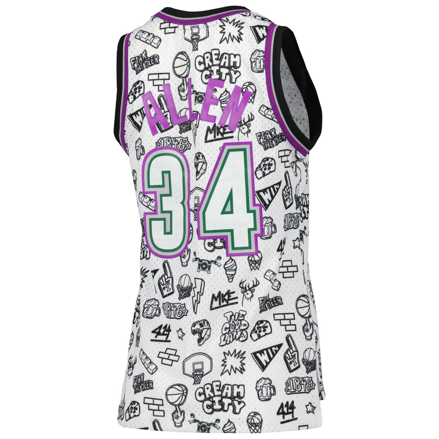 Mitchell  Ness Ray Allen Milwaukee Bucks 1996 Doodle Swingman Jersey                                                             - view number 3