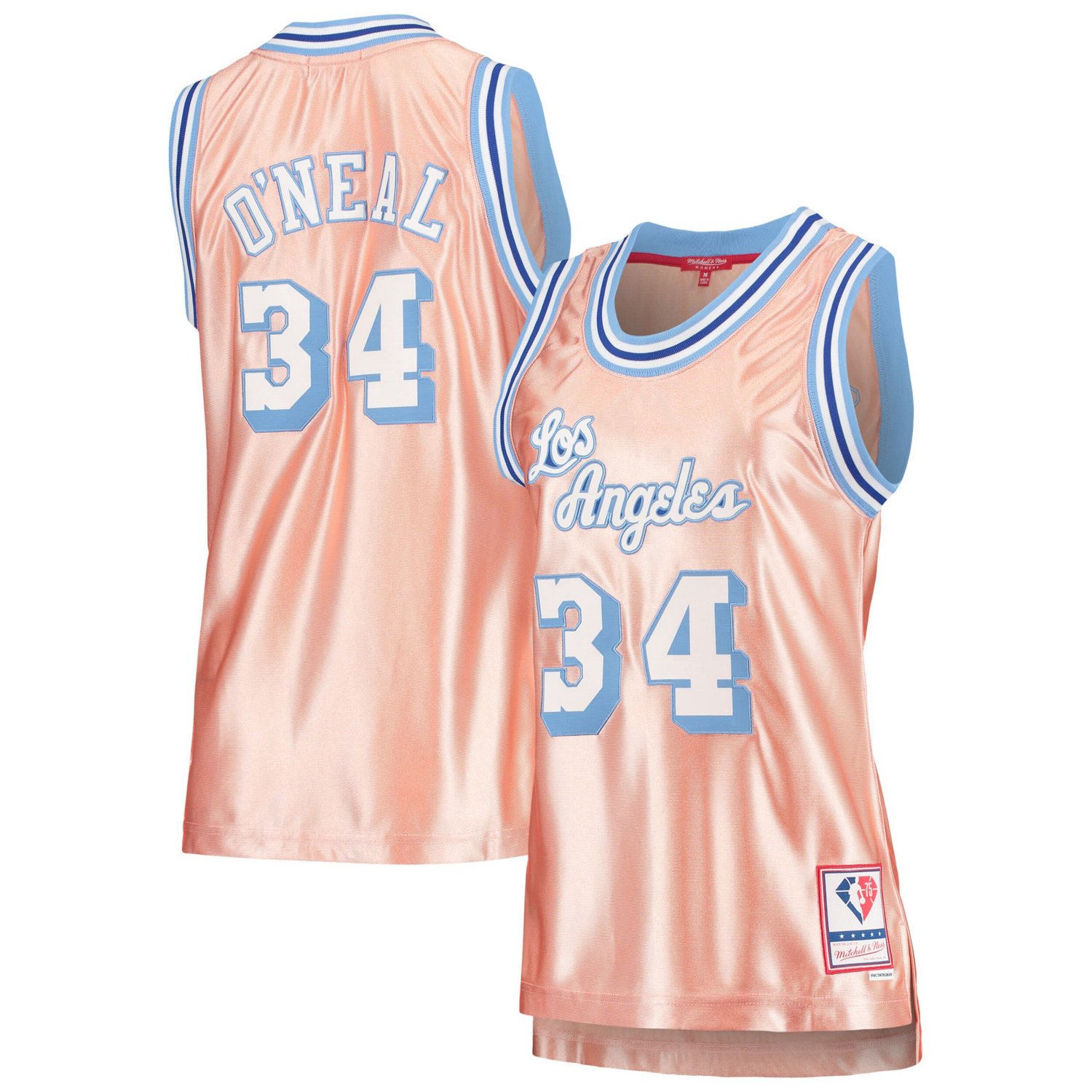 Mitchell  Ness Shaquille O'Neal Los Angeles Lakers 75th Anniversary Rose Gold 1996 Swingman Jersey                               - view number 1