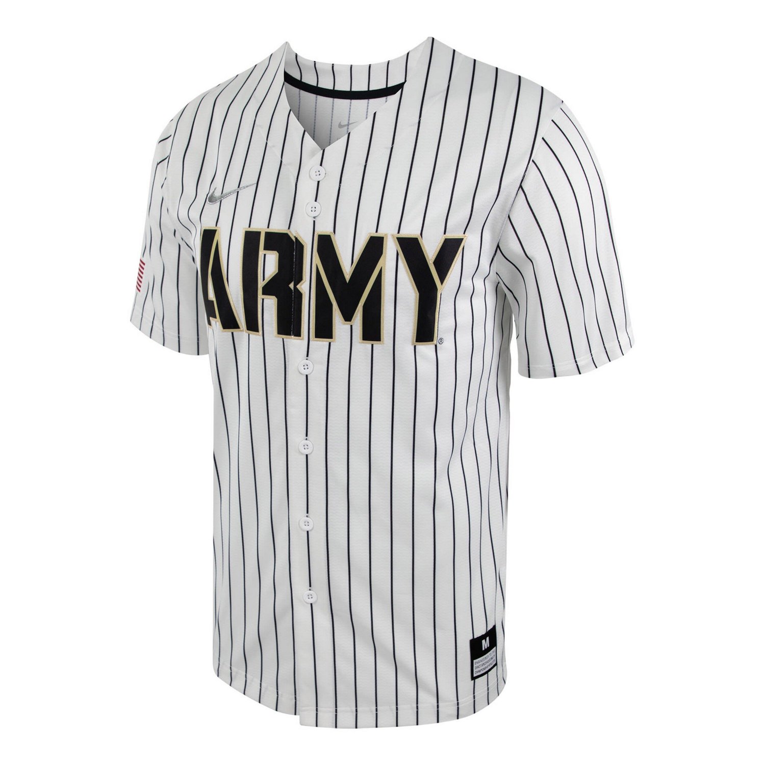 Nike /Black Army Black Knights Pinstripe Replica Full-Button Baseball Jersey                                                     - view number 2