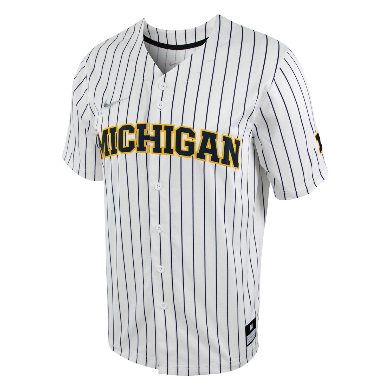 Nike /Navy Michigan Wolverines Pinstripe Replica Full-Button Baseball Jersey - view number 2