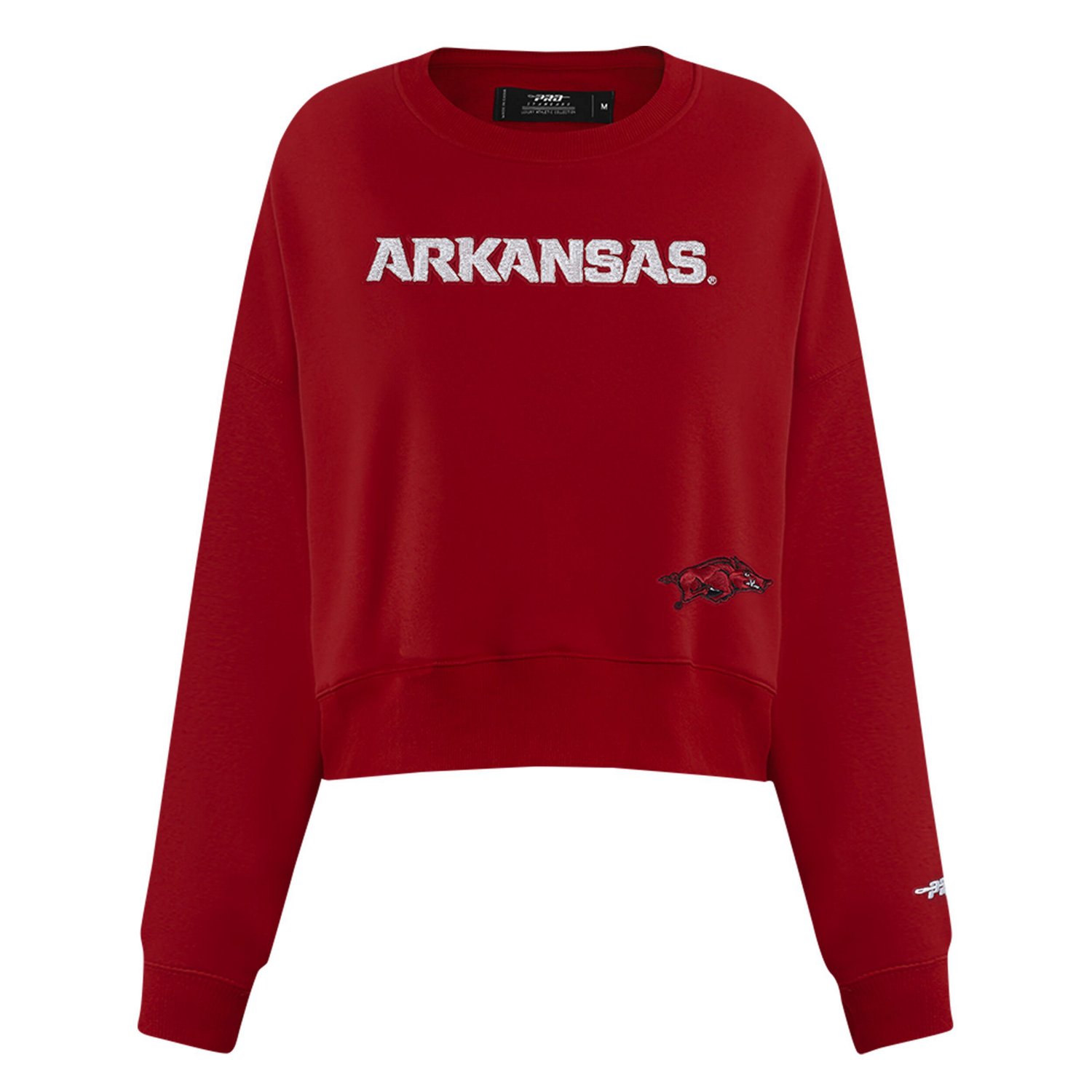 Pro Standard Arkansas Razorbacks Sequin Boxy Cropped Pullover Sweatshirt