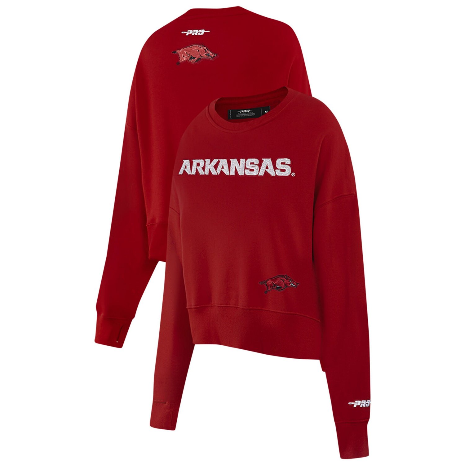 Pro Standard Arkansas Razorbacks Sequin Boxy Cropped Pullover Sweatshirt